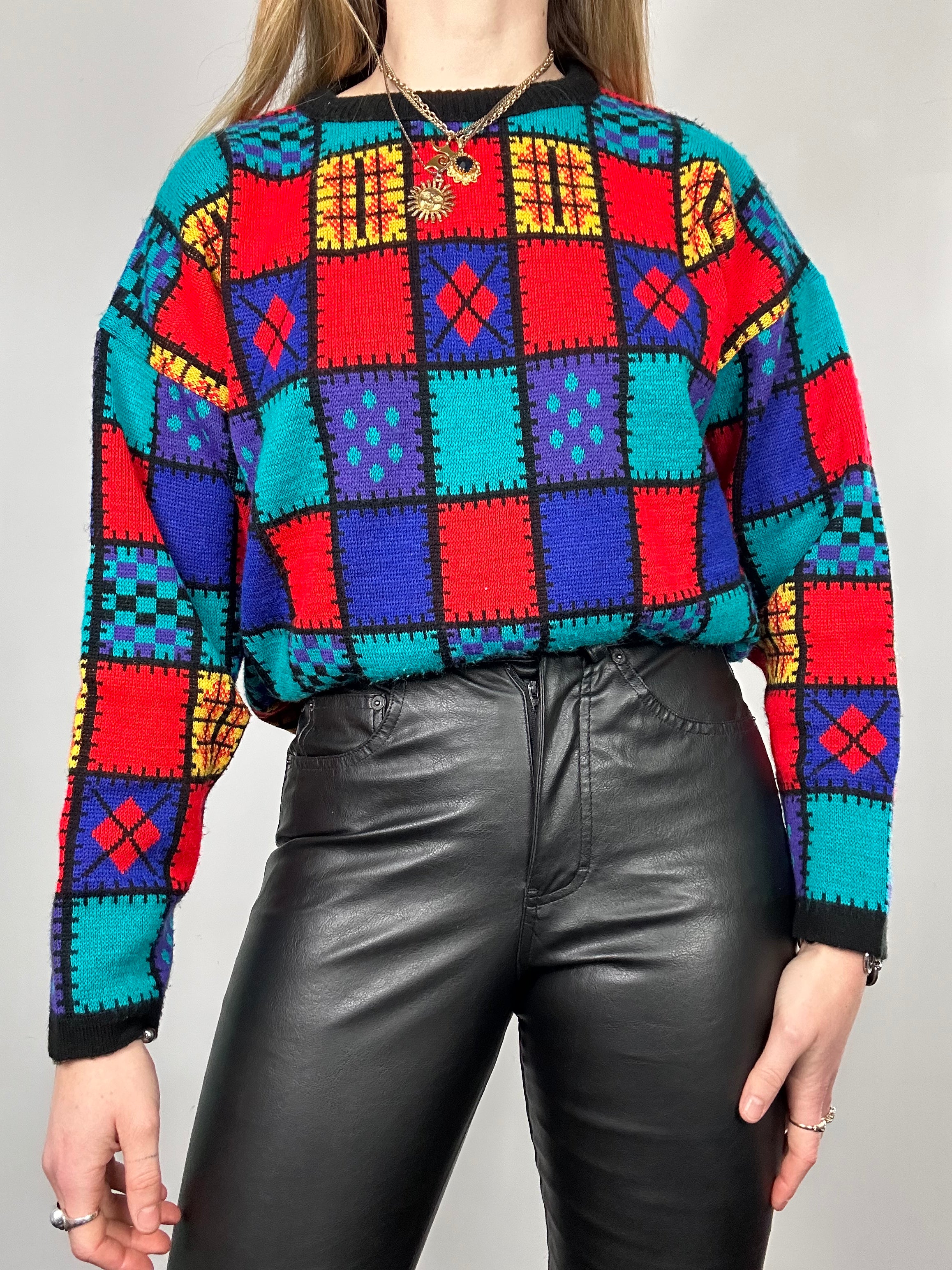 Checkered Knit Sweater Size 10