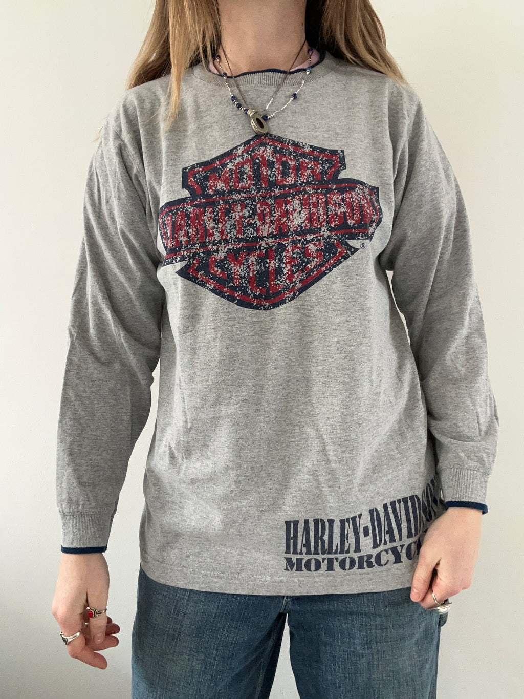 Grey Harley Davidson Long Sleeve Size S