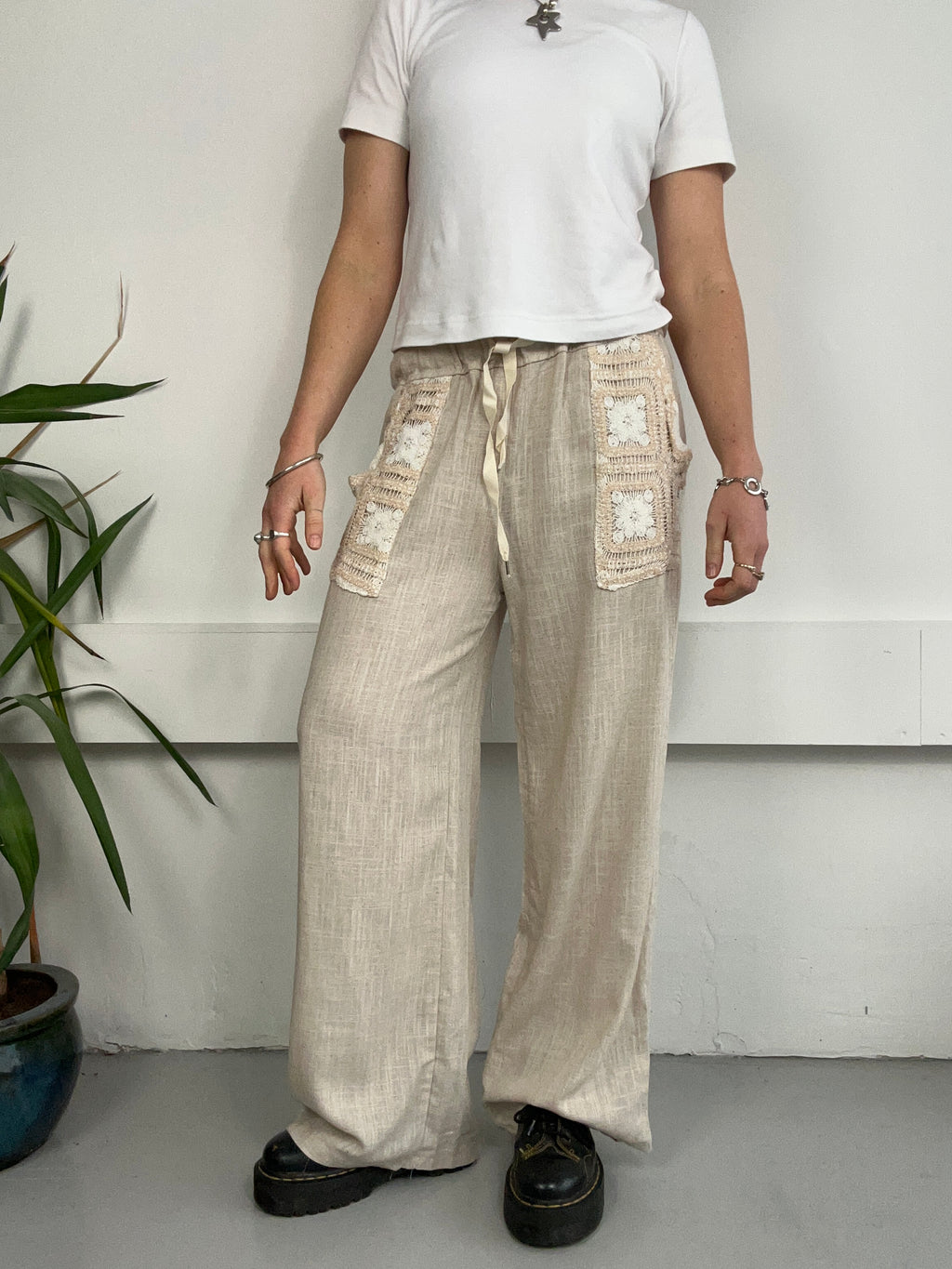 Linen Crochet Pants Size 10