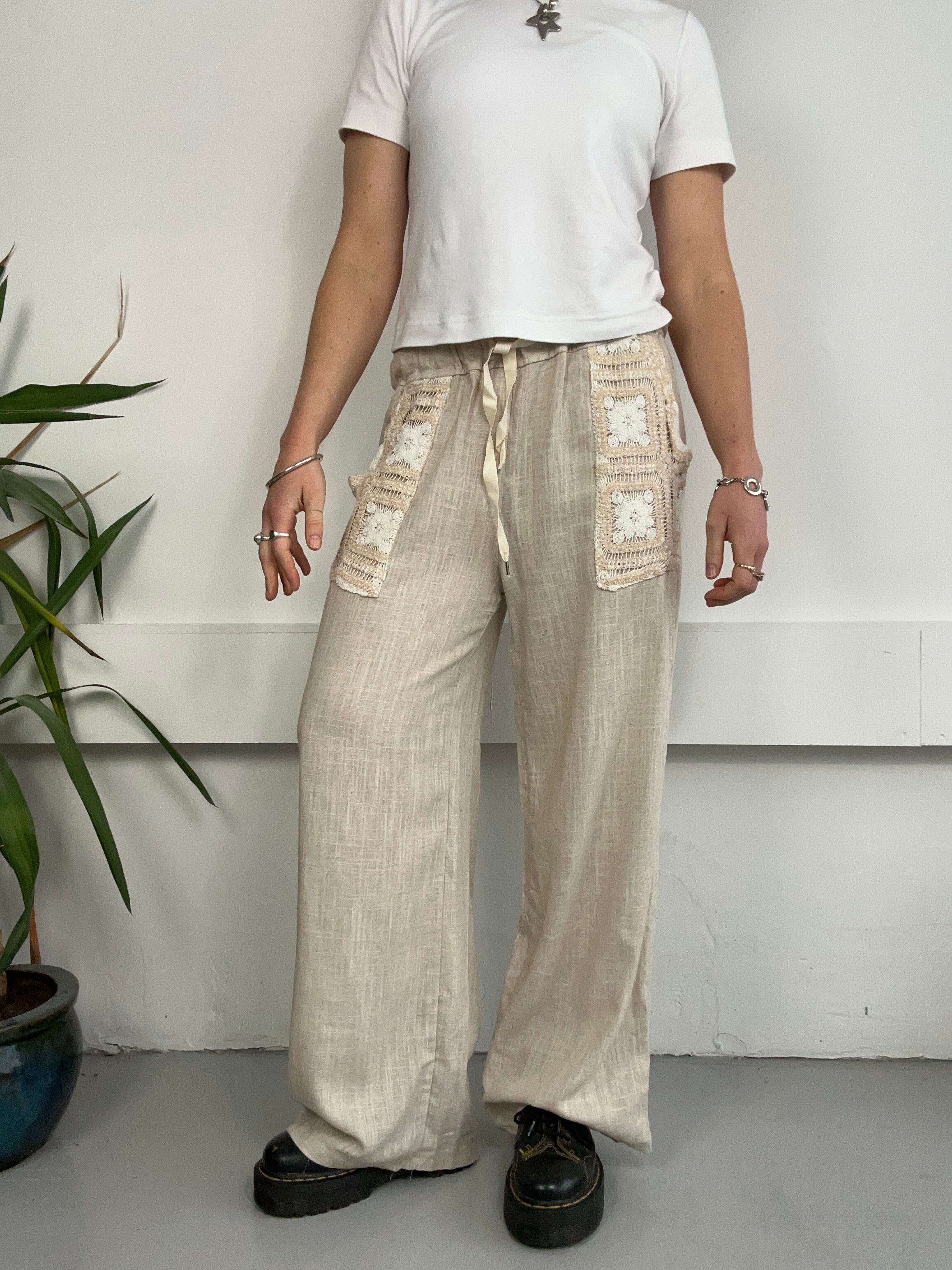 Linen Crochet Pants Size 10