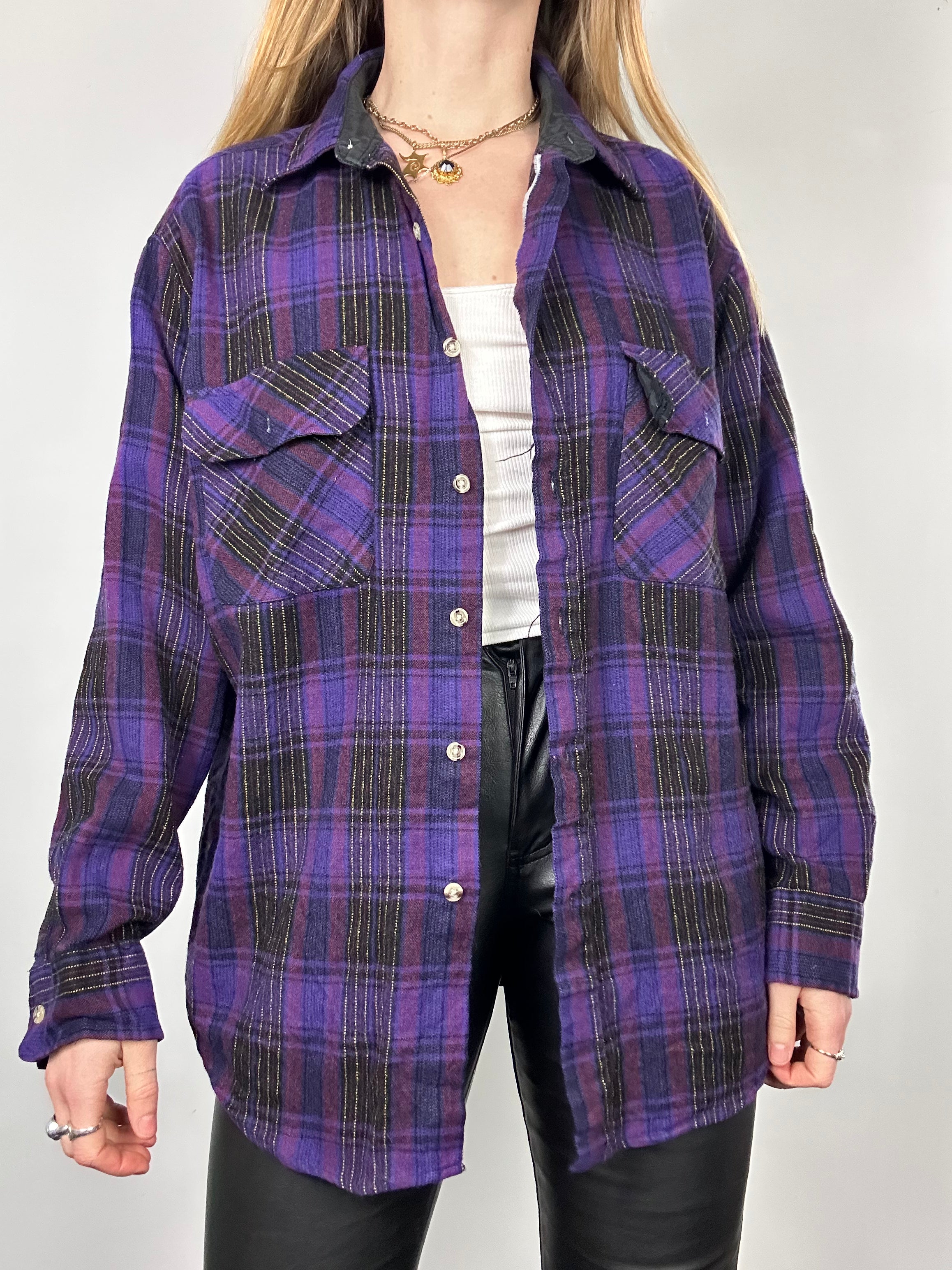 Purple tartan Shirt Size L