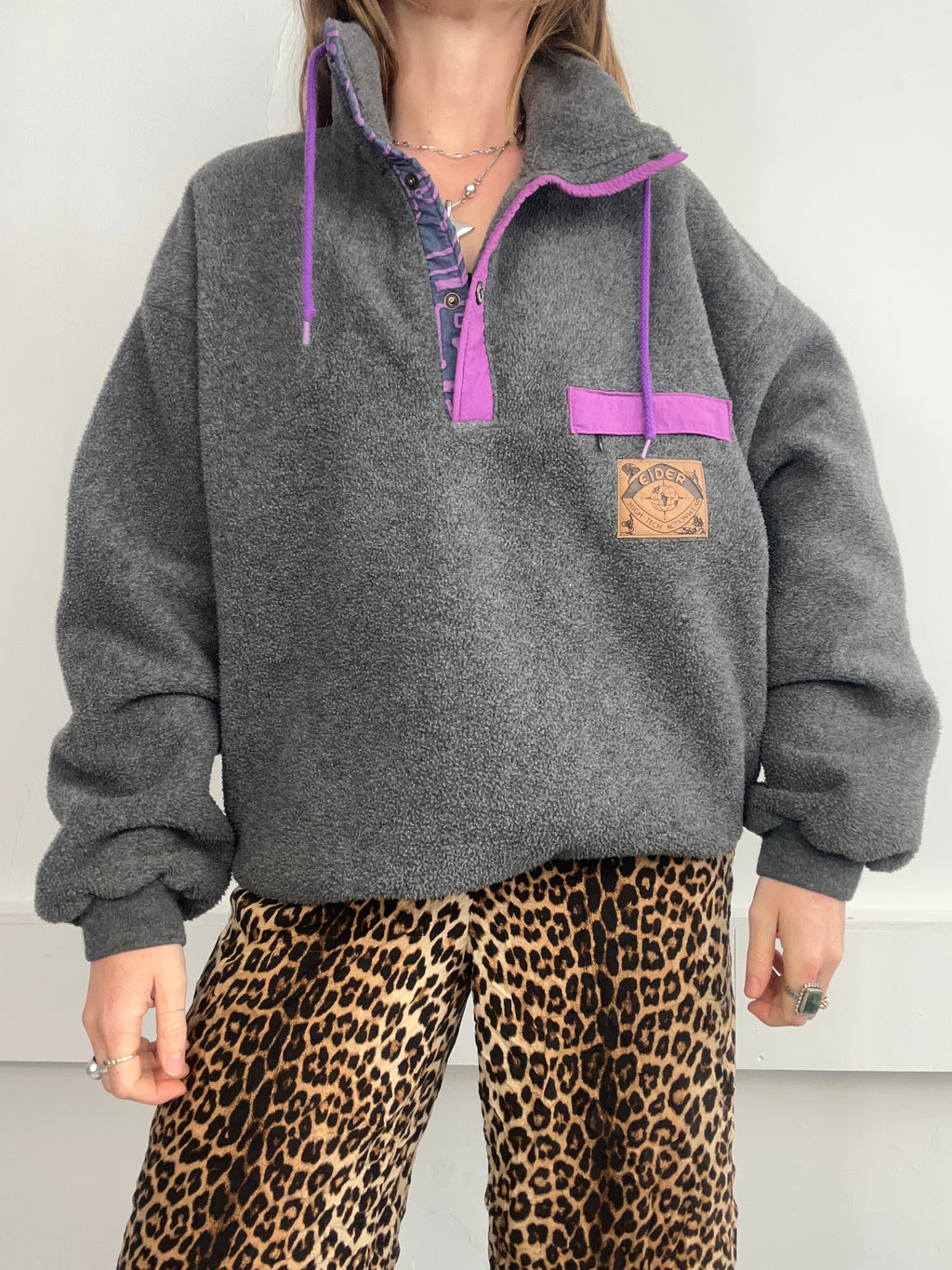 Grey Popper fleece 80's Size M/L