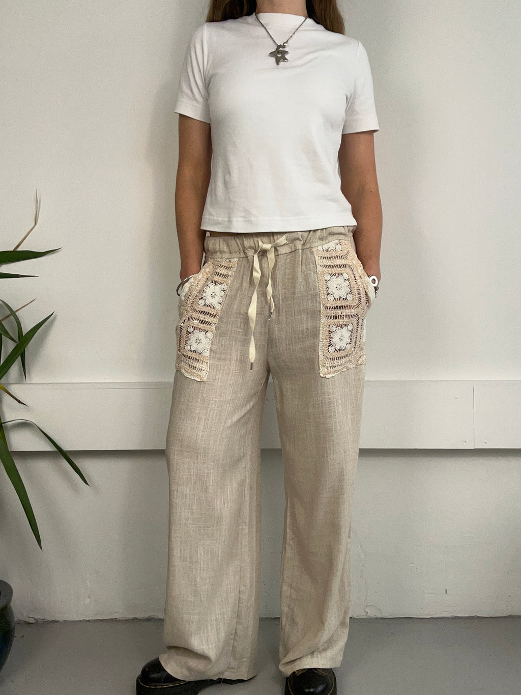 Linen Crochet Pants Size 10