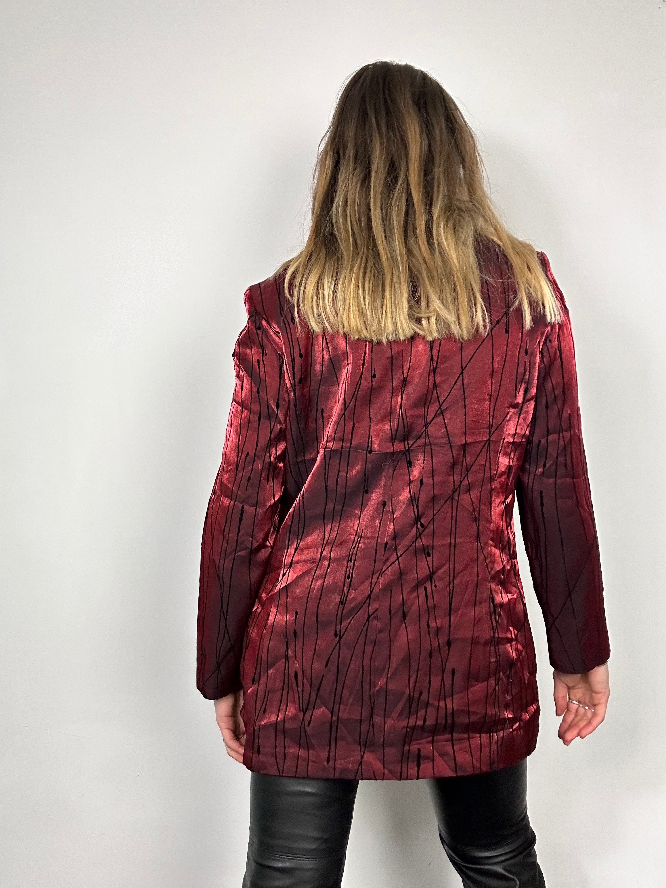 Red 80's Silk Blazer Size 12