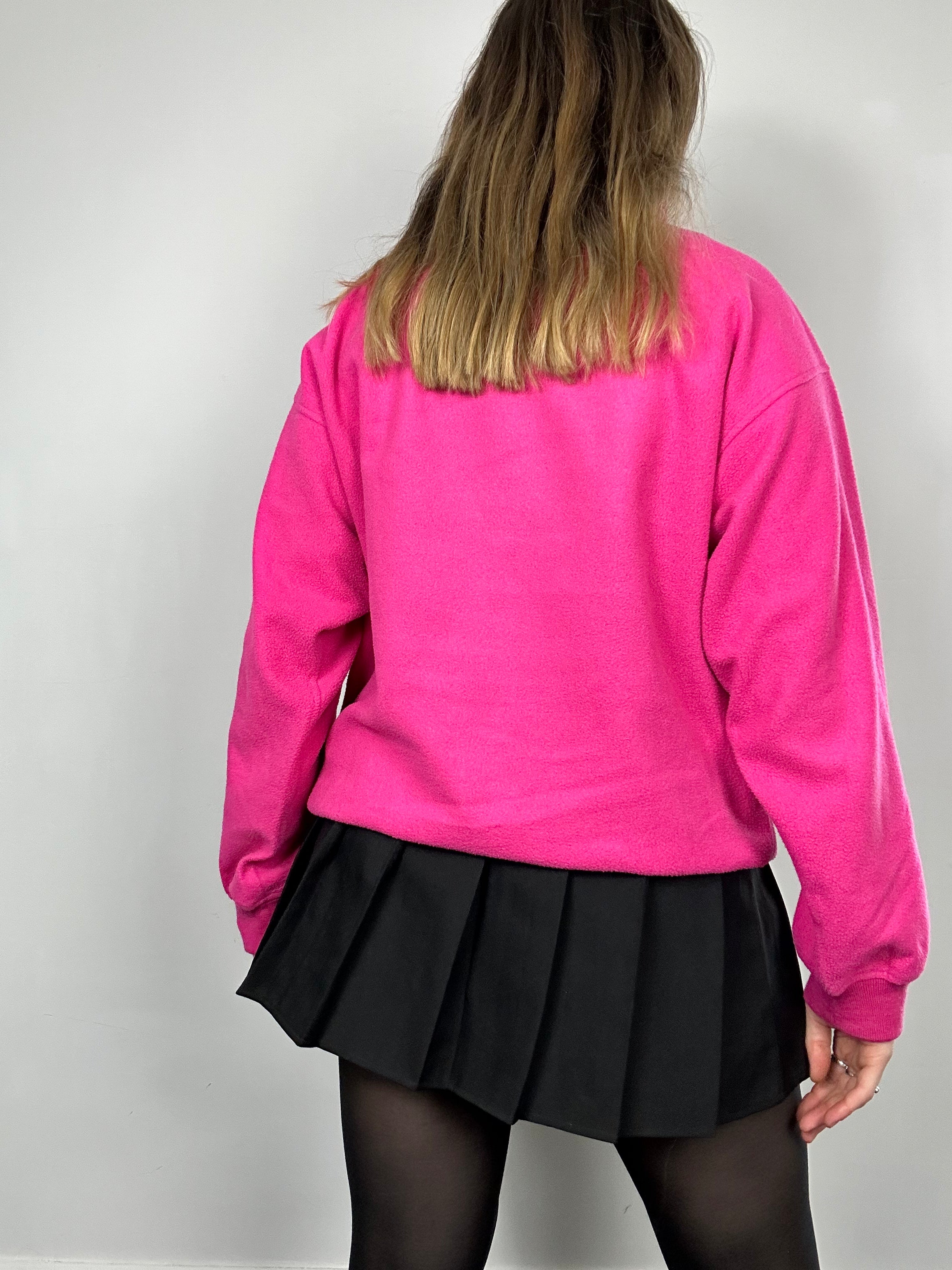 Half Zip 80's Pink Fleece Size S/M