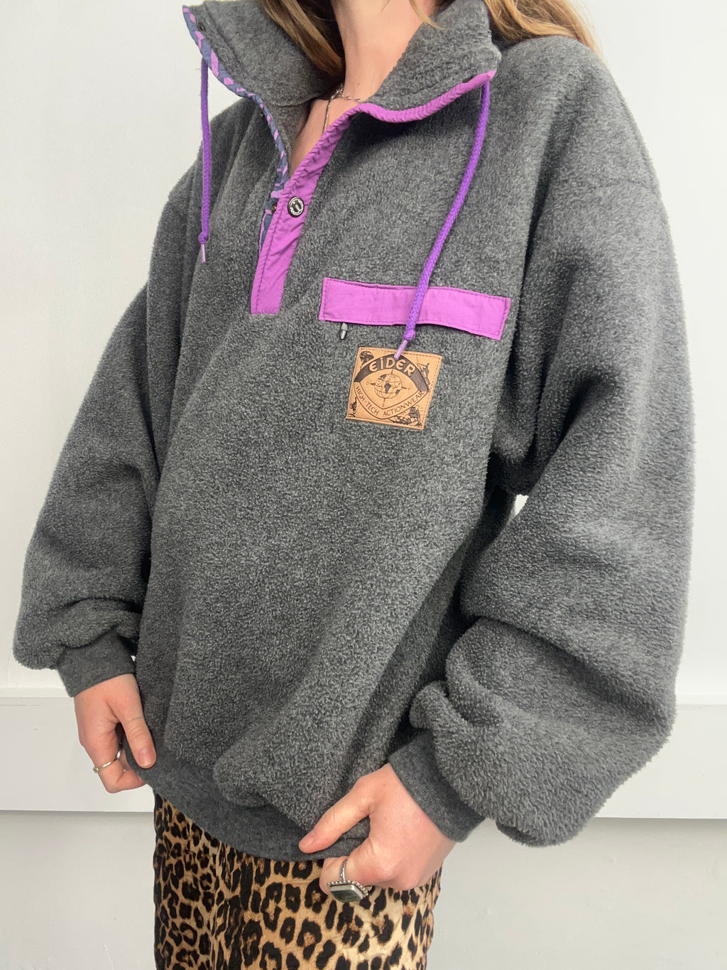 Grey Popper fleece 80's Size M/L