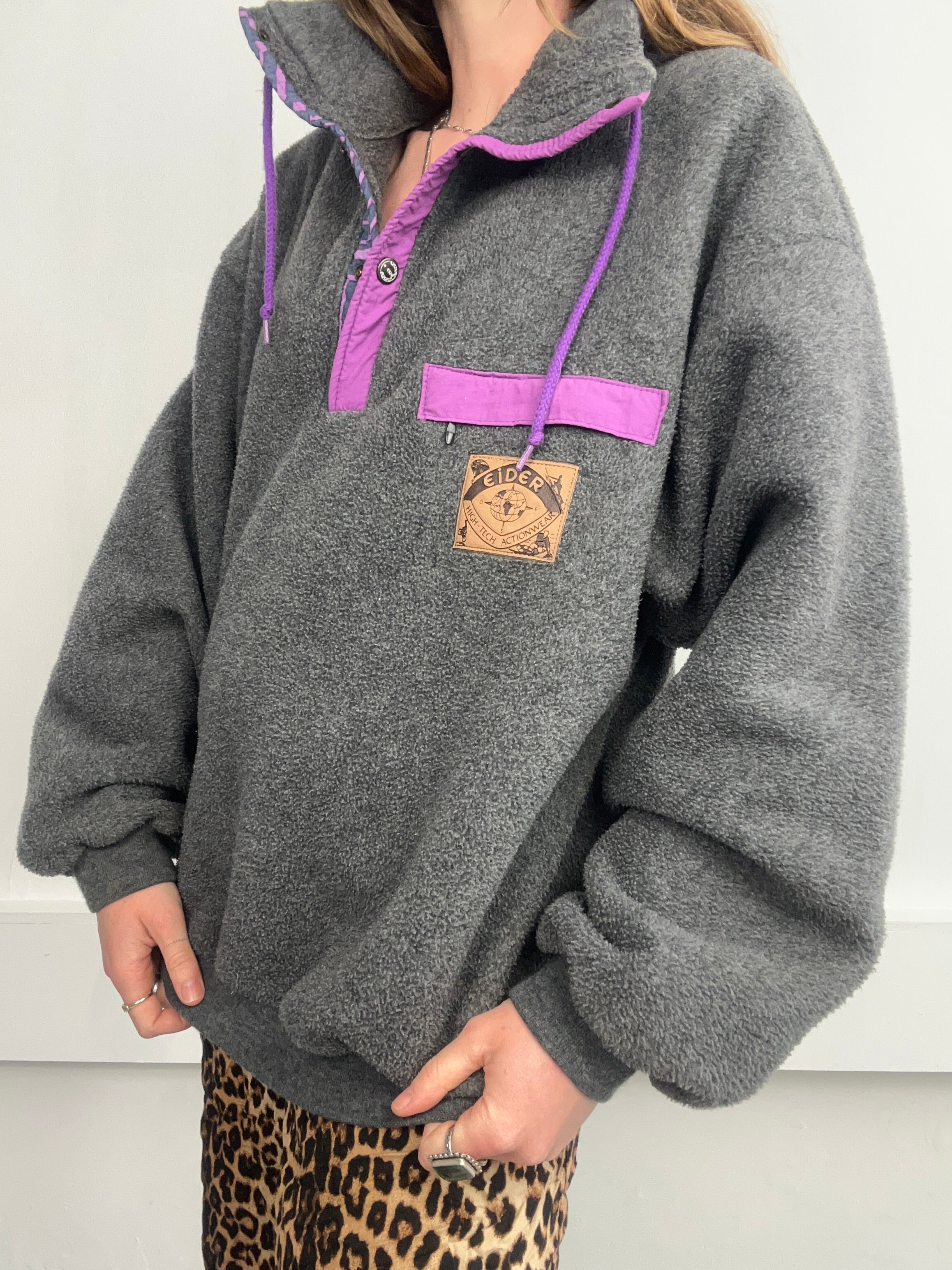 Grey Popper fleece 80's Size M/L