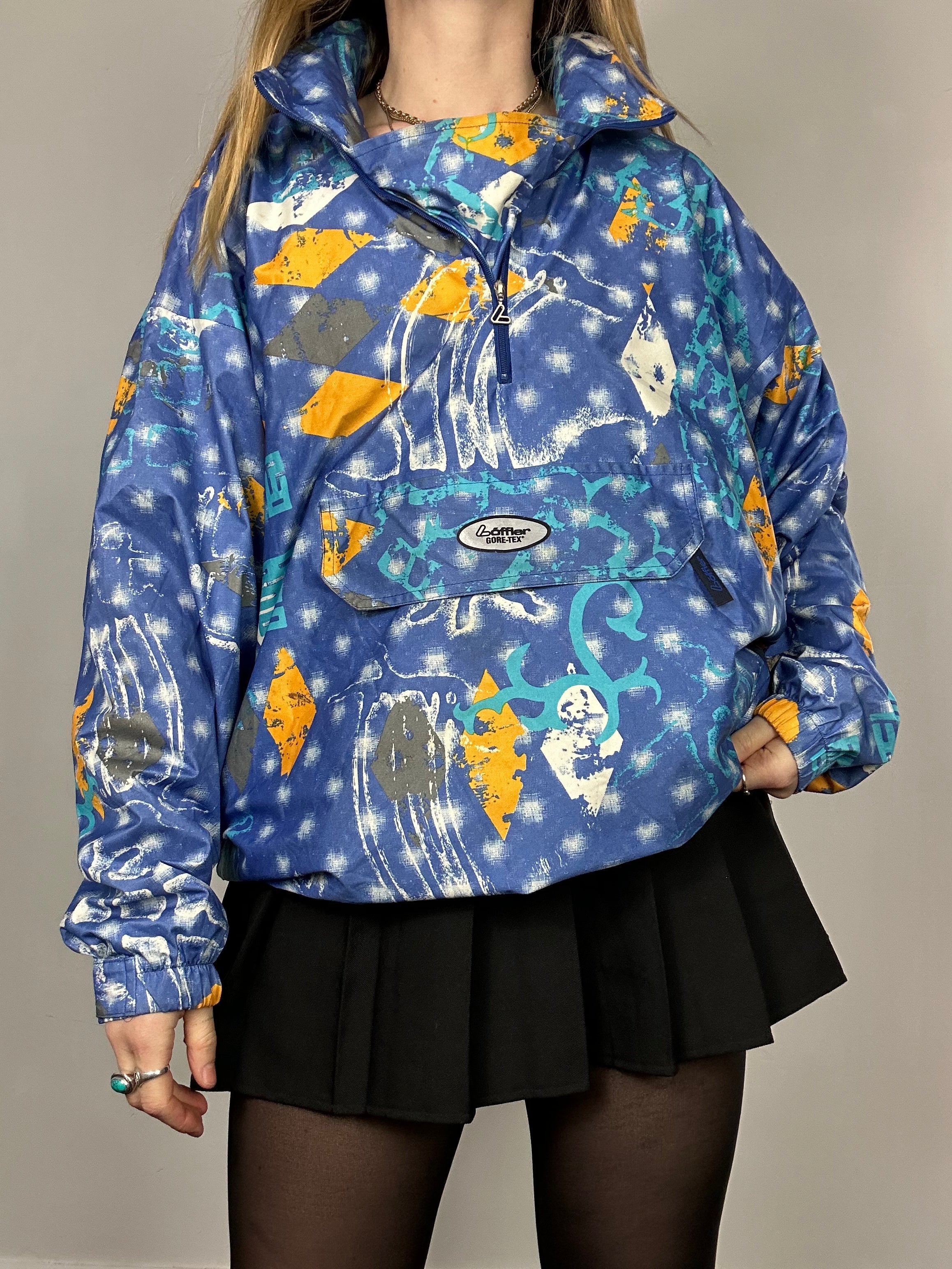 Half Zip 80's raincoat Size L