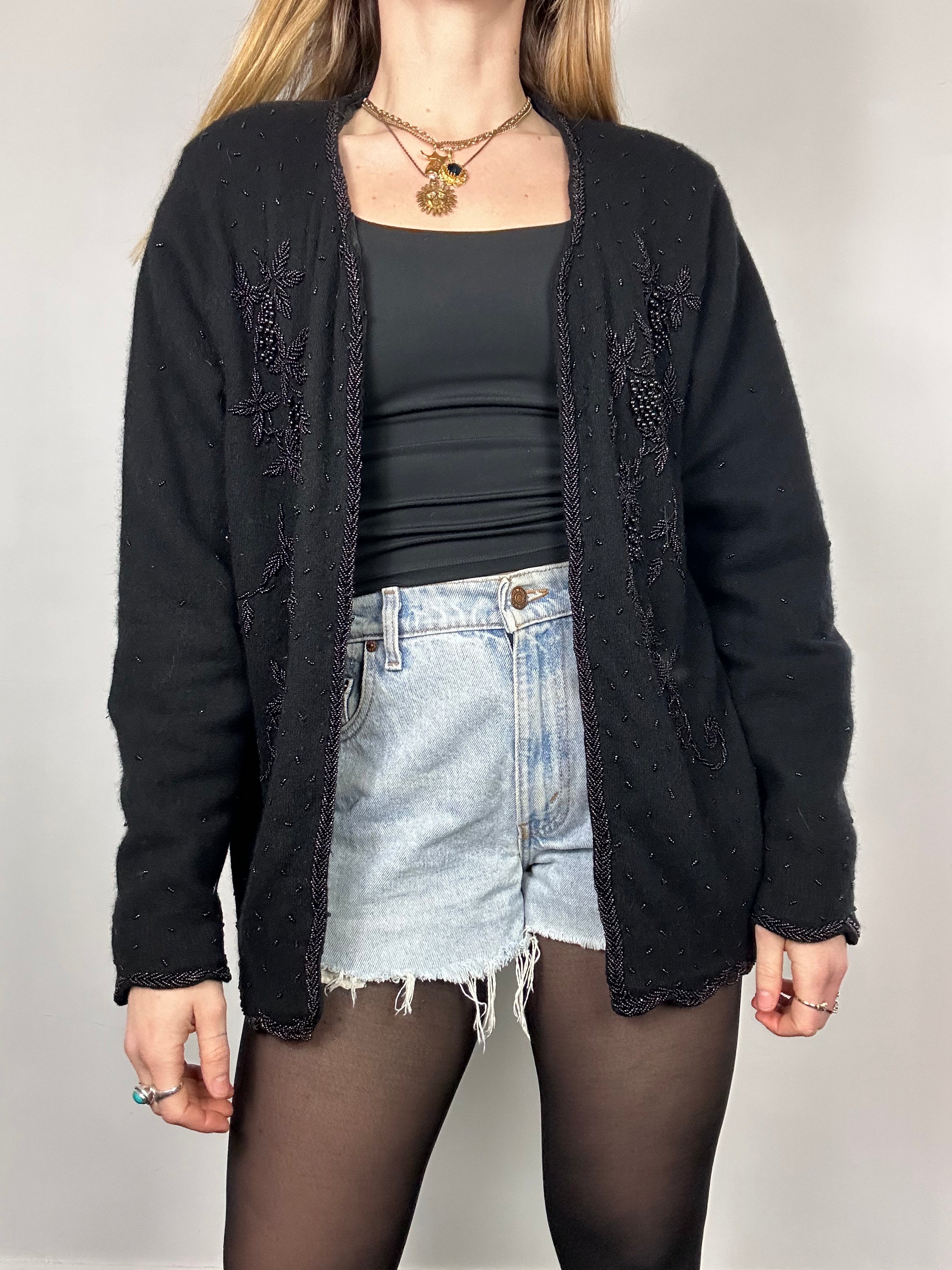 Beaded Sequin Knitted Cardigan Size 12