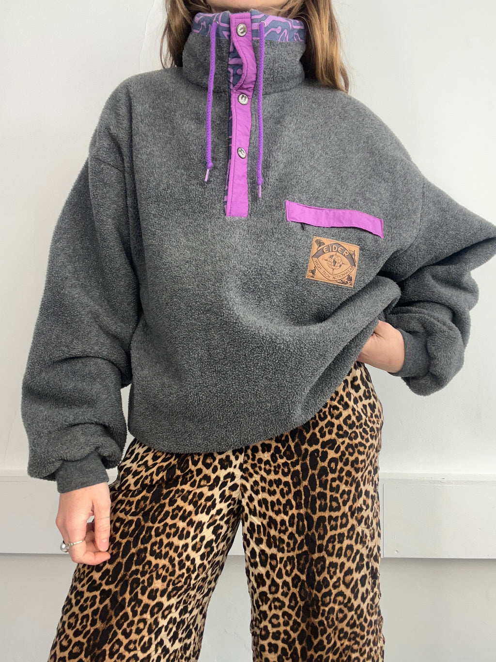 Grey Popper fleece 80's Size M/L