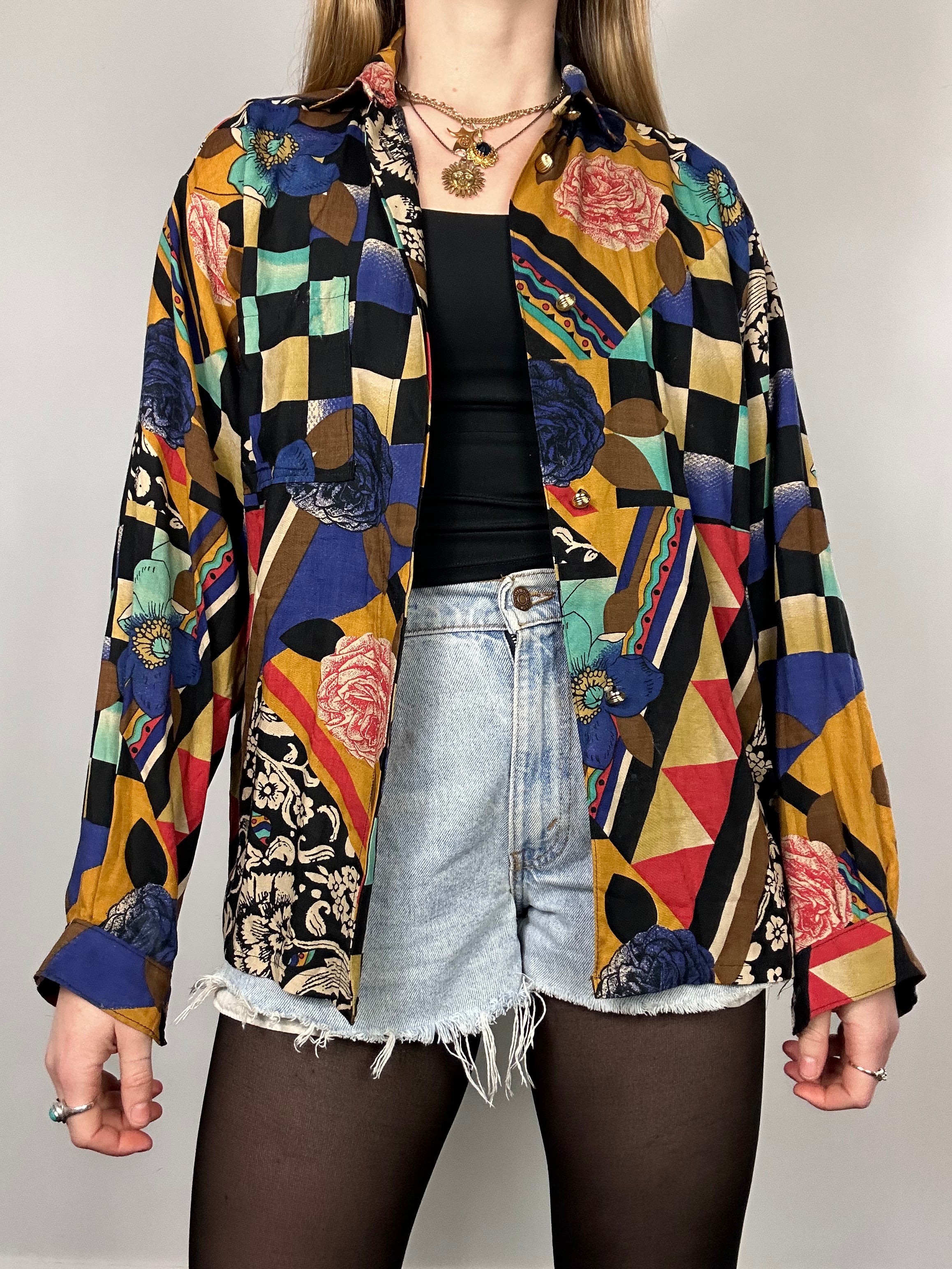 Checkered Silk Shirt Size 12