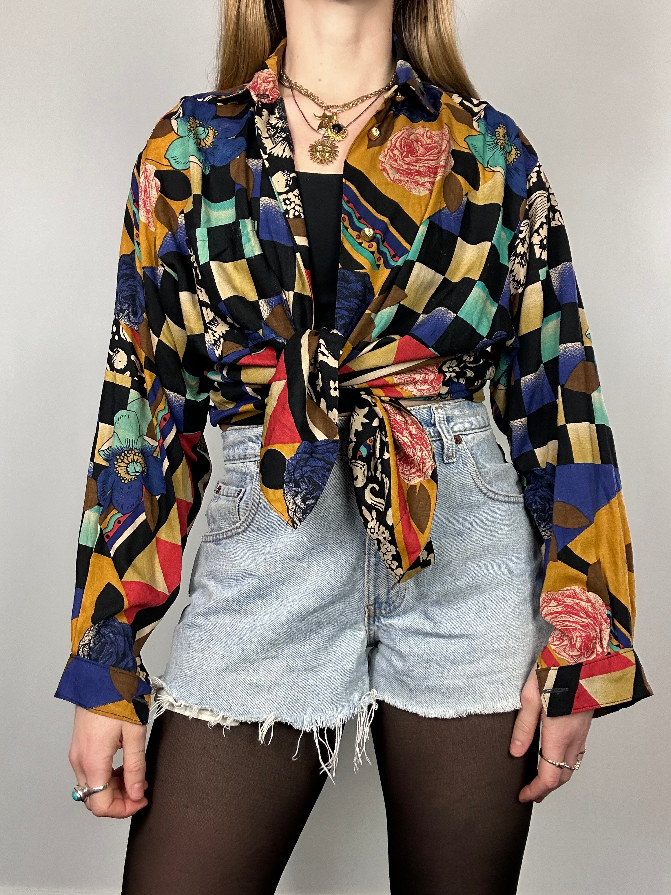 Checkered Silk Shirt Size 12