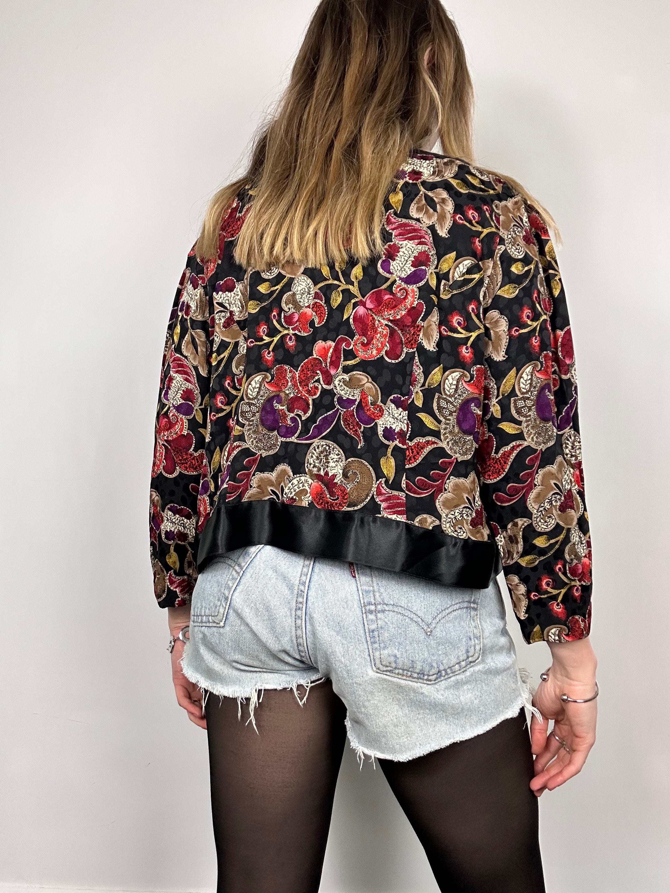 Cropped 80's Floral Shirt Size 12