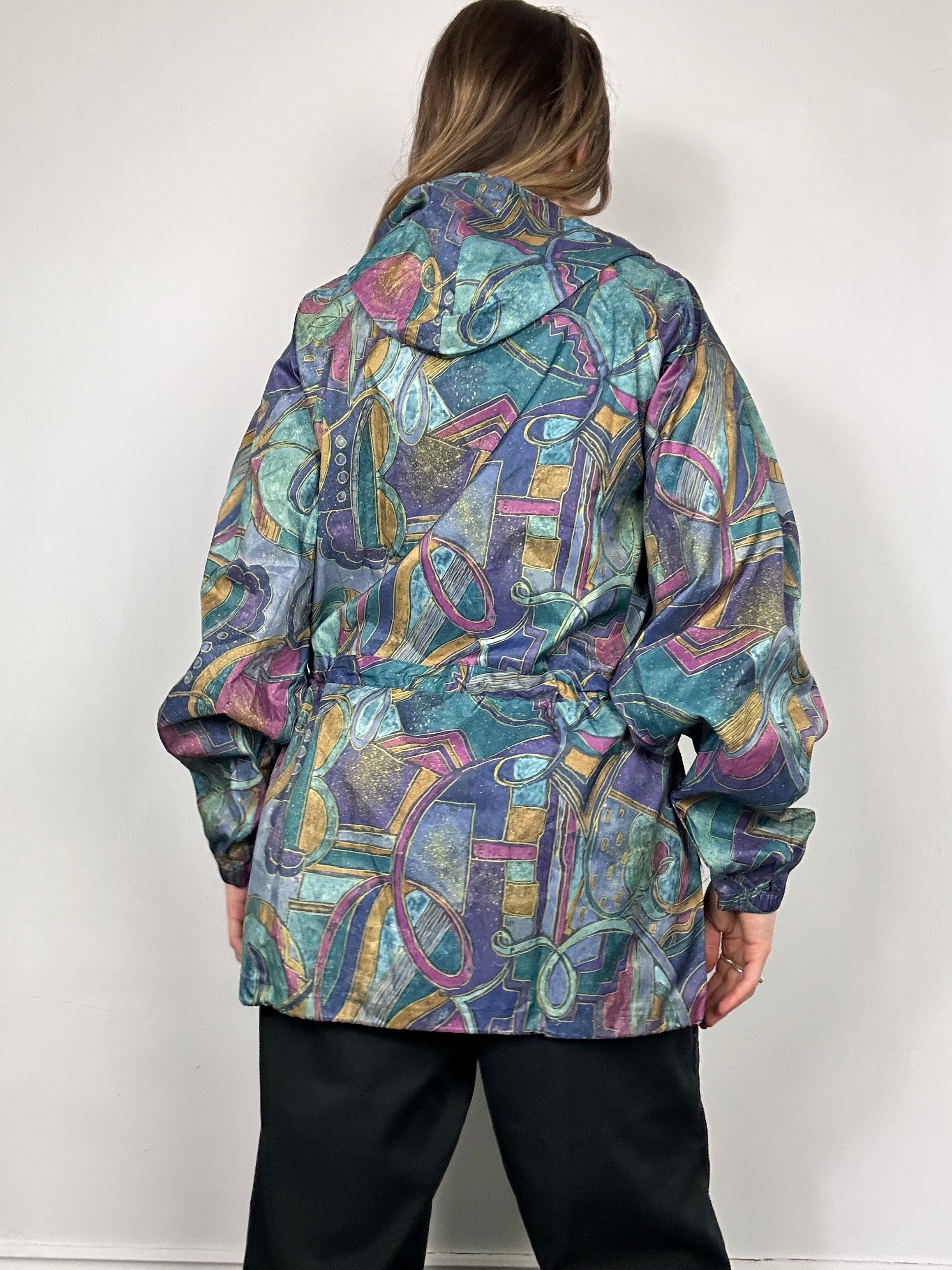 90's Printed Raincoat Size L