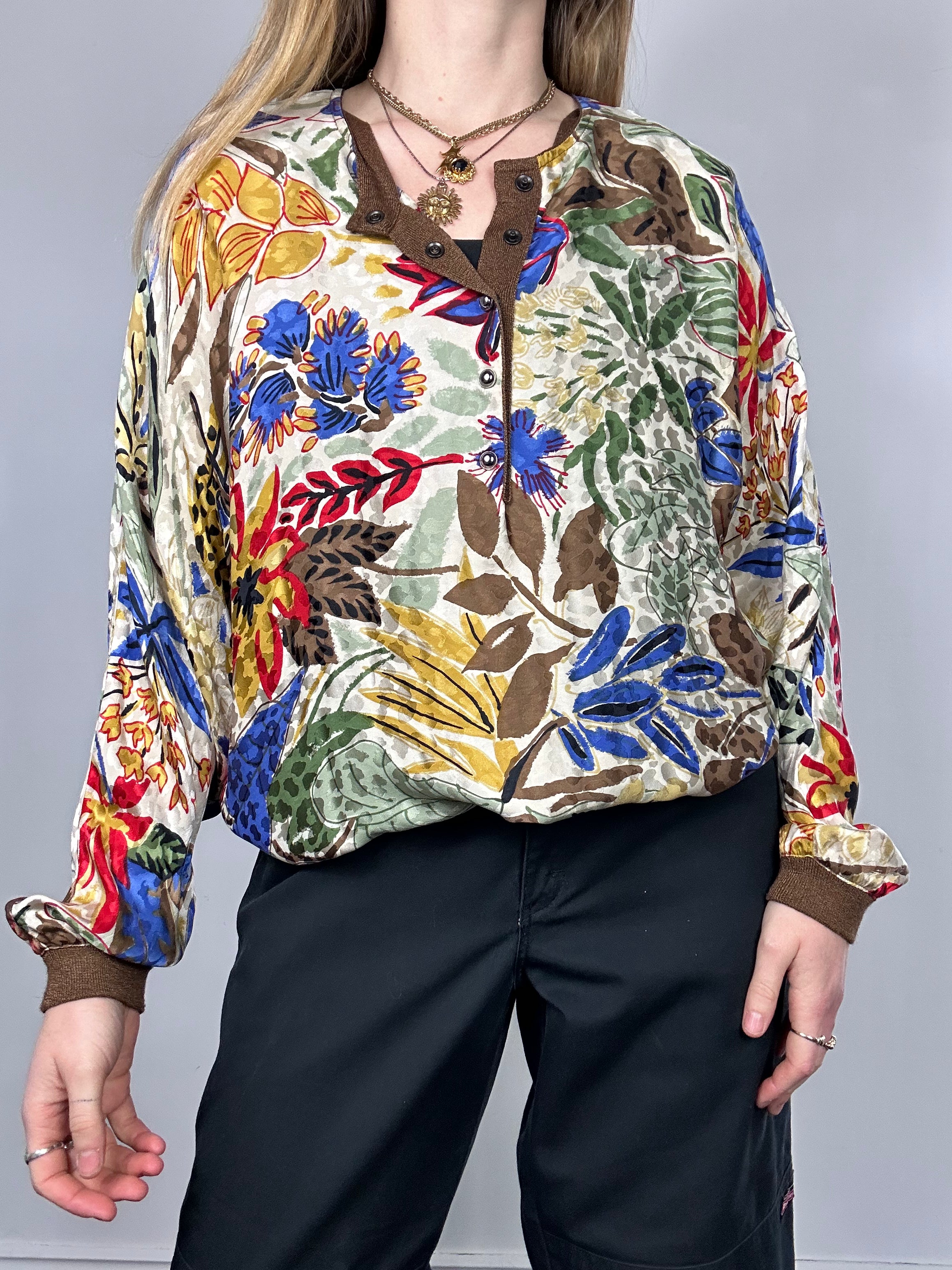 Button Down 80's Silk Shirt Size 12