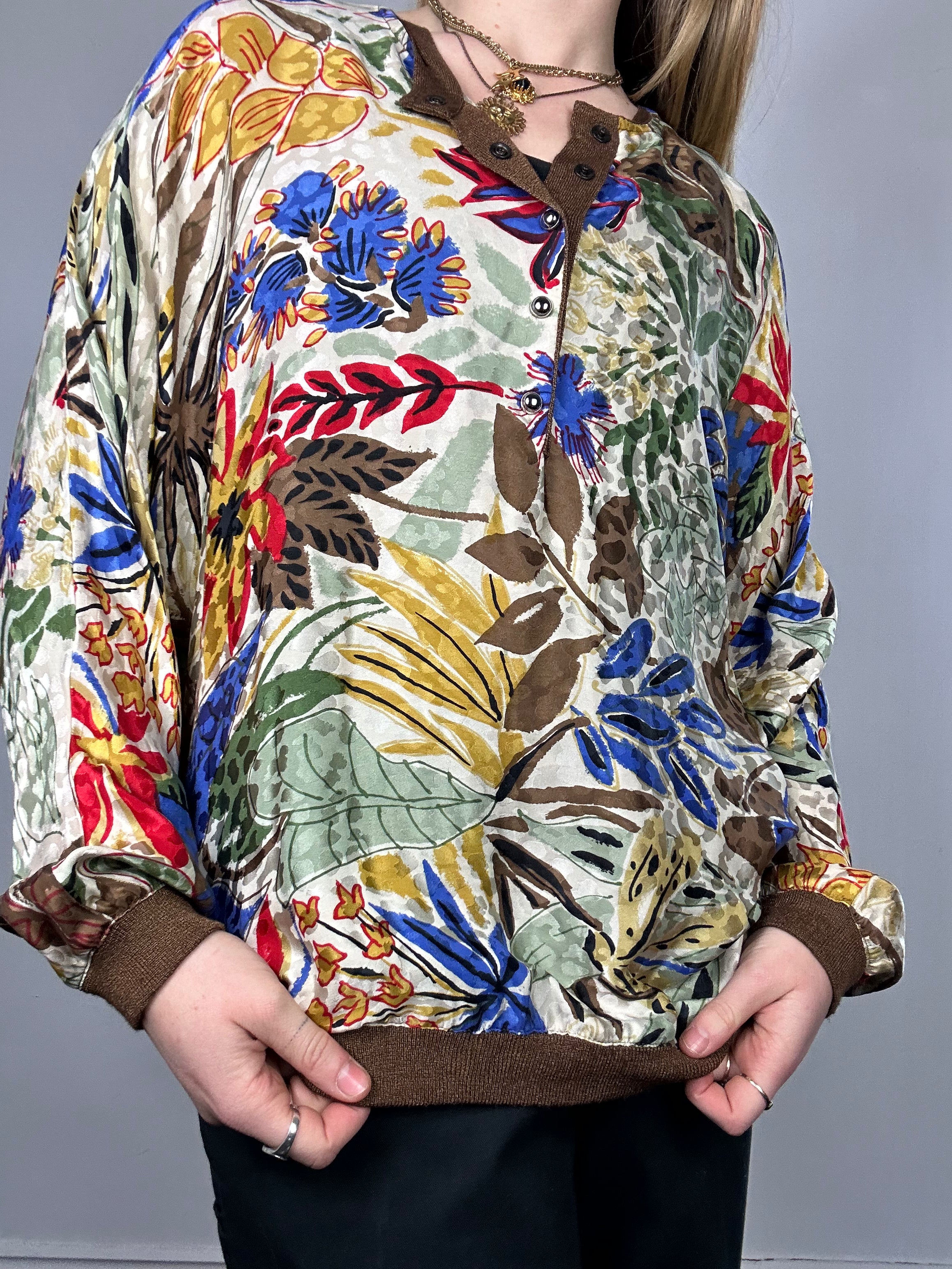 Button Down 80's Silk Shirt Size 12