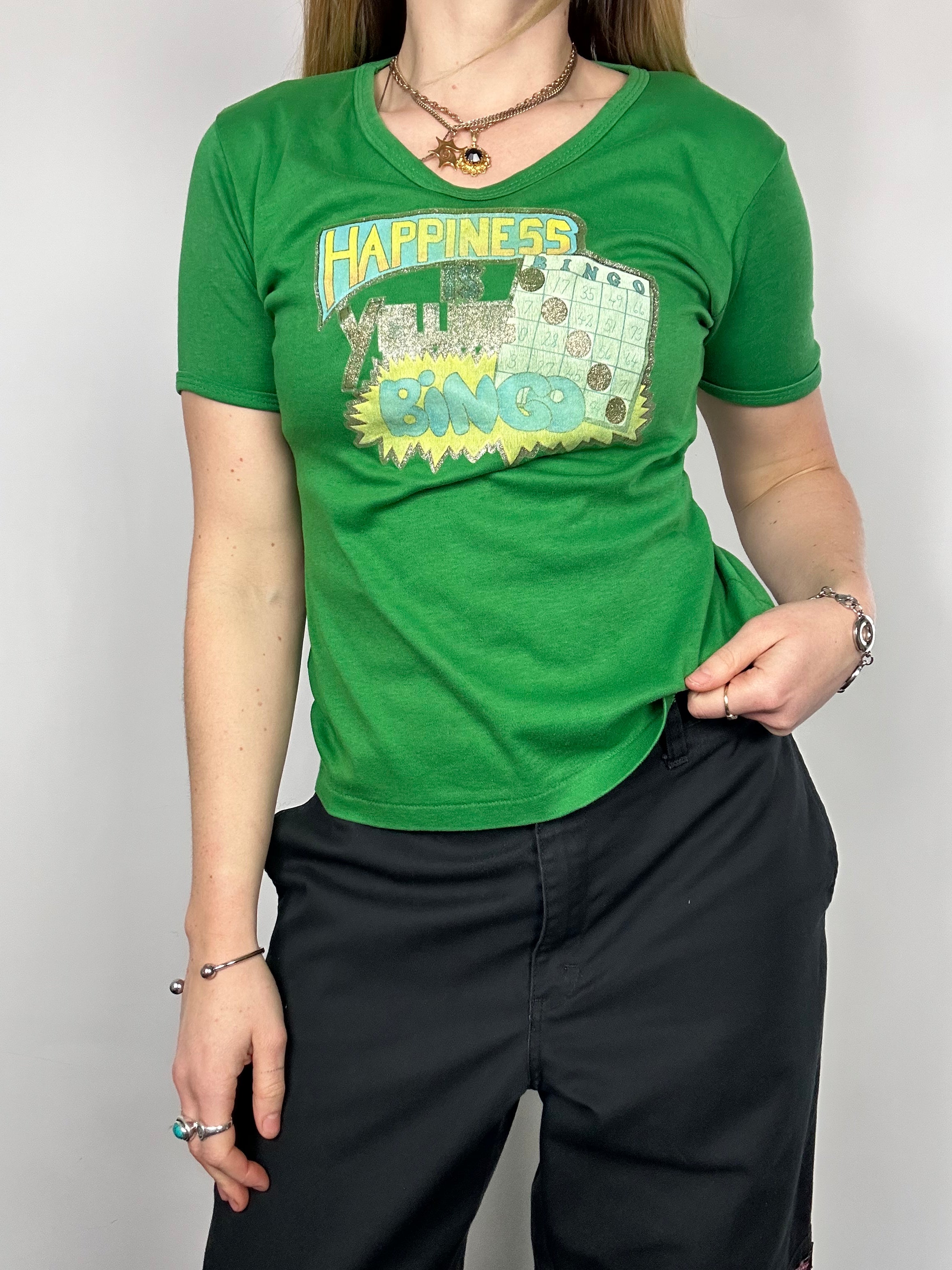 90's Green Bingo Baby Tee Size 10