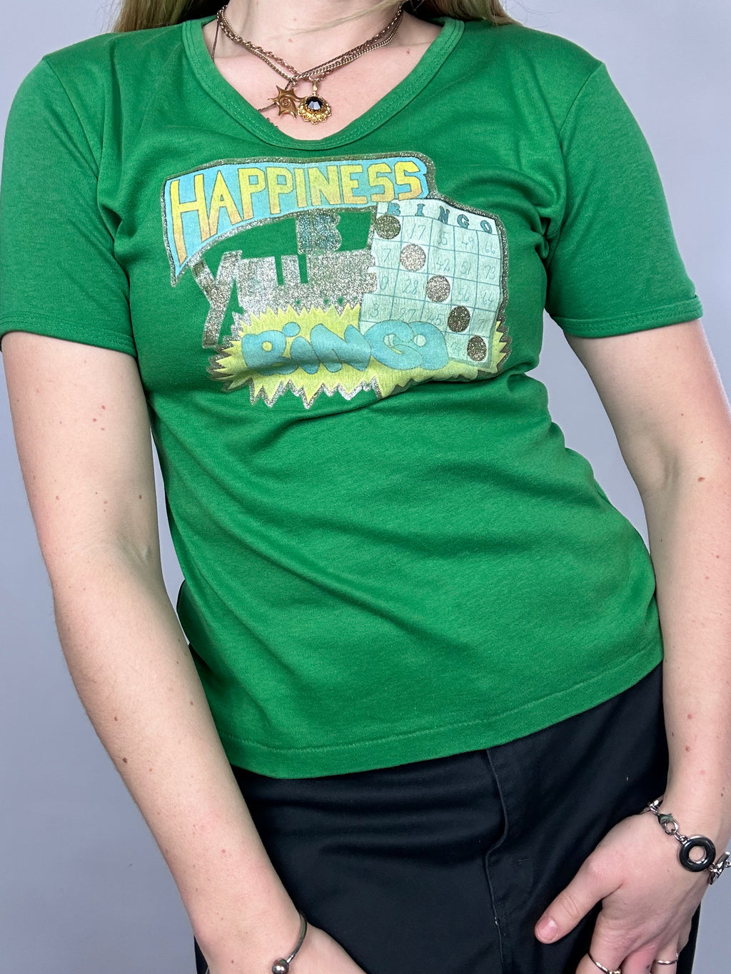 90's Green Bingo Baby Tee Size 10