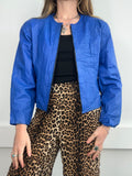Blue Leather Jacket Size 10