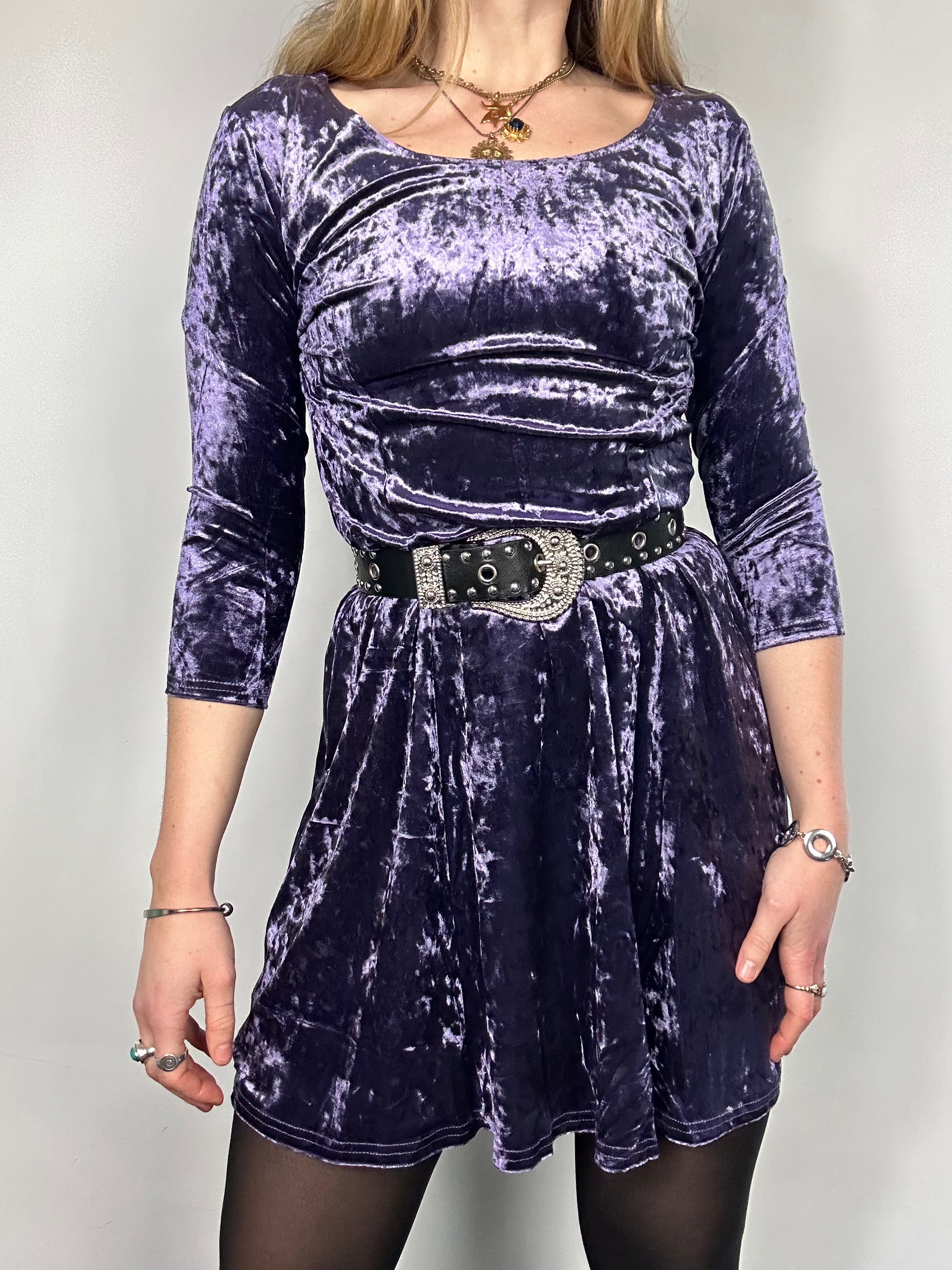 Purple 90's Velvet Mini Dress Size 8