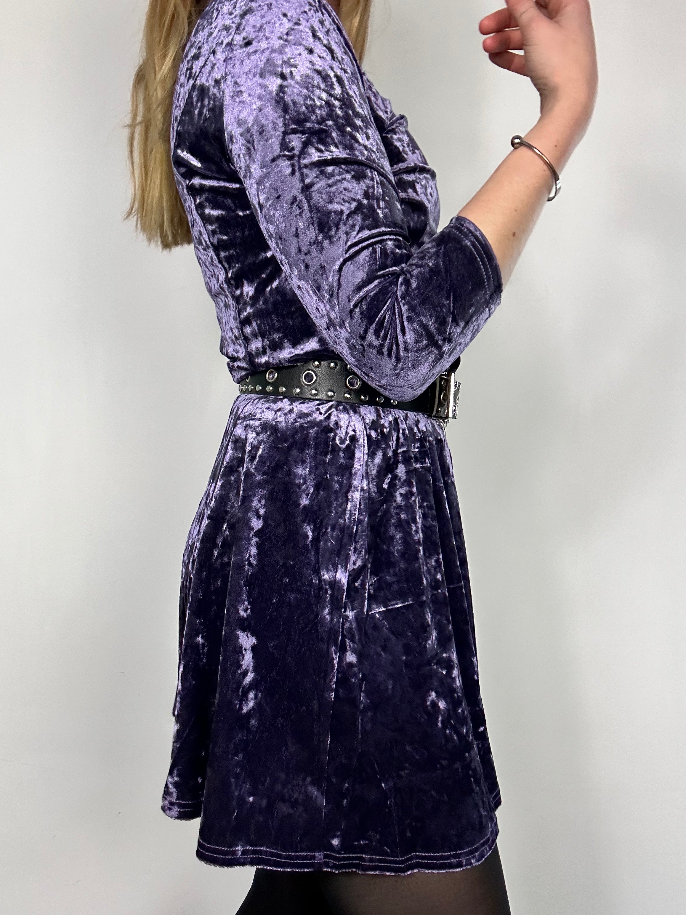 Purple 90's Velvet Mini Dress Size 8