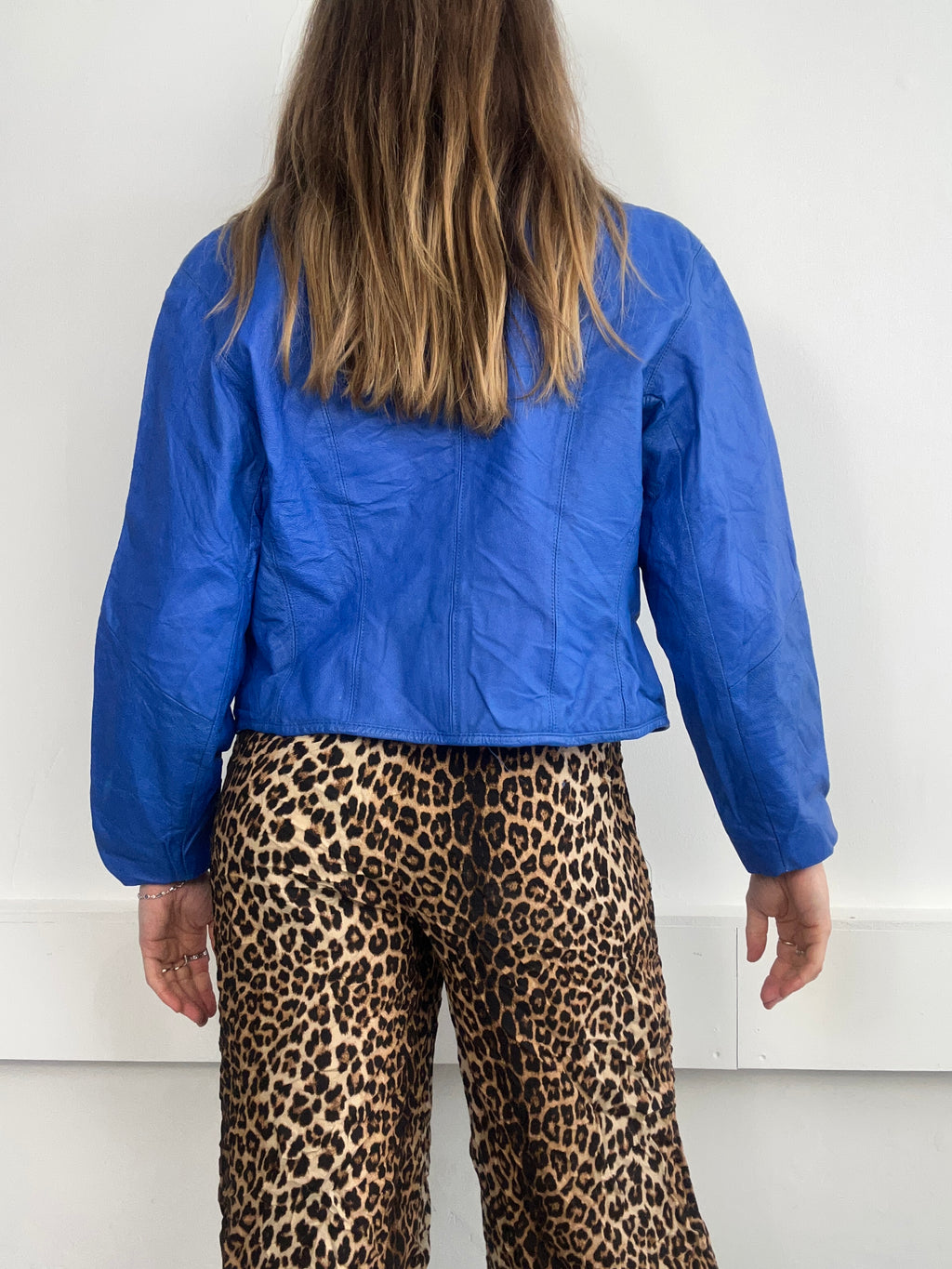 Blue Leather Jacket Size 10