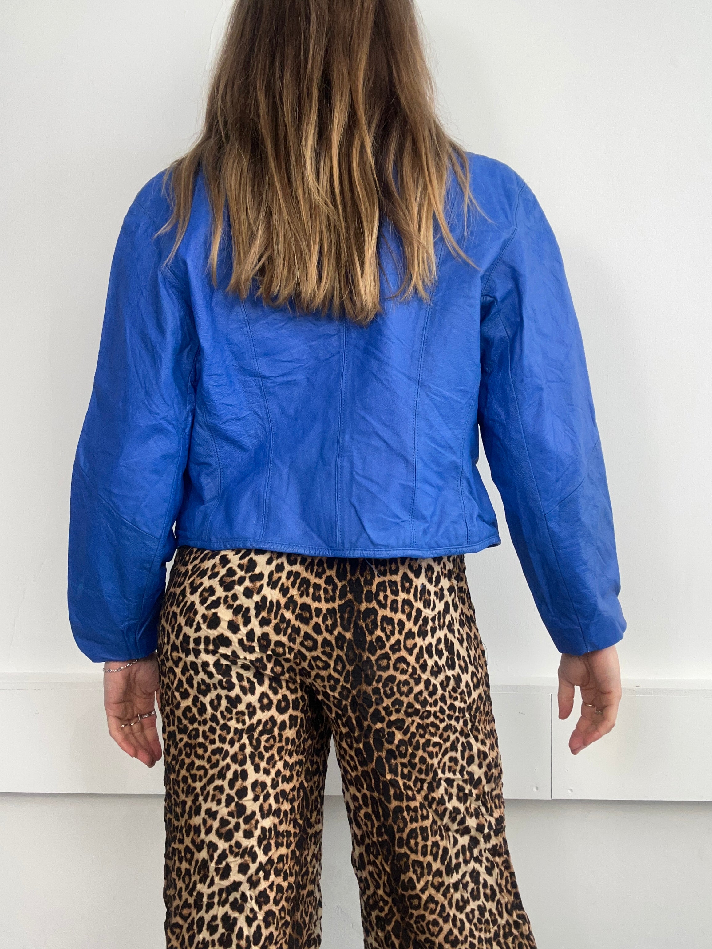 Blue Leather Jacket Size 10