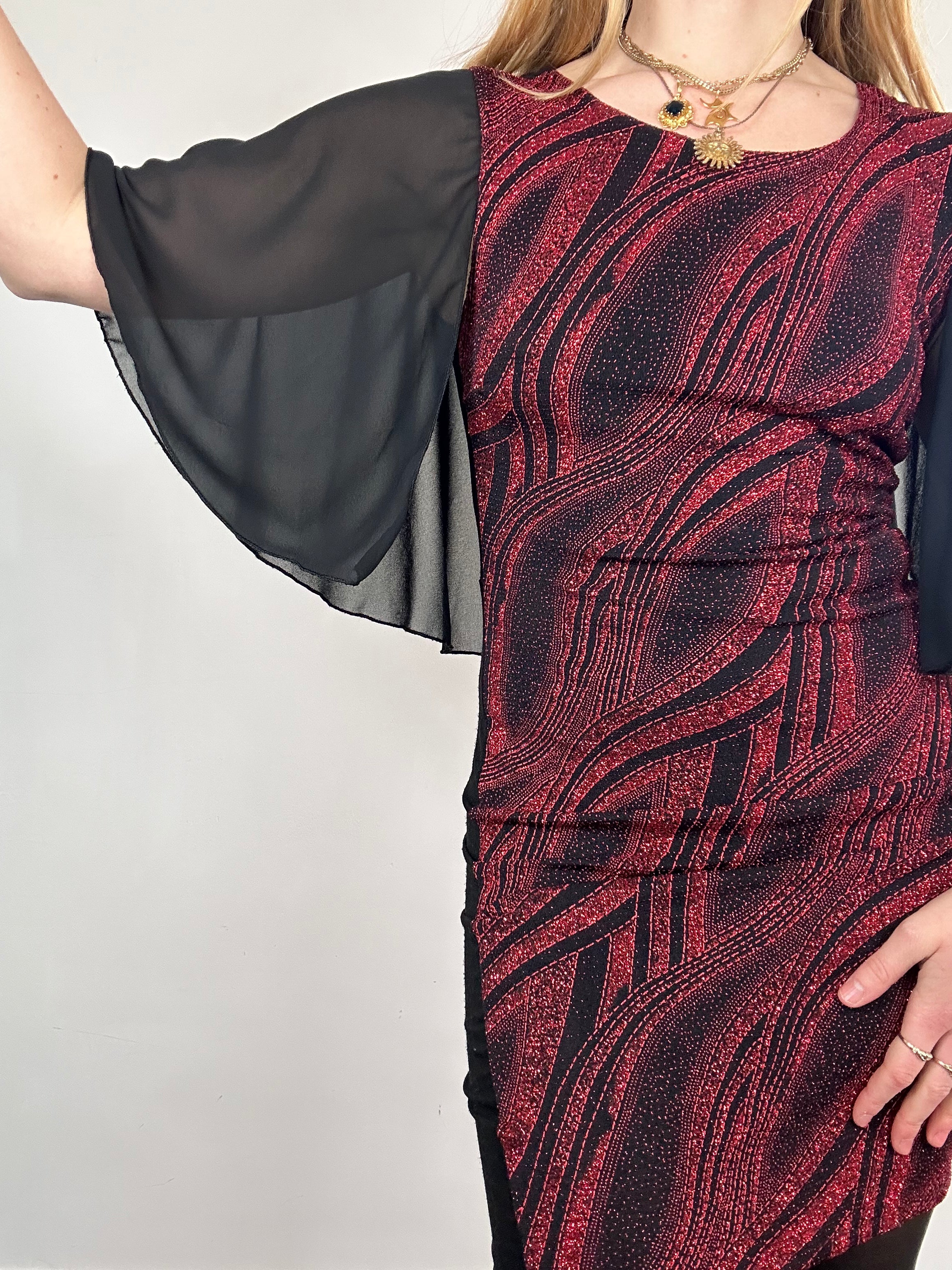 Batwing Lurex Glitter Mini Dress Size 10