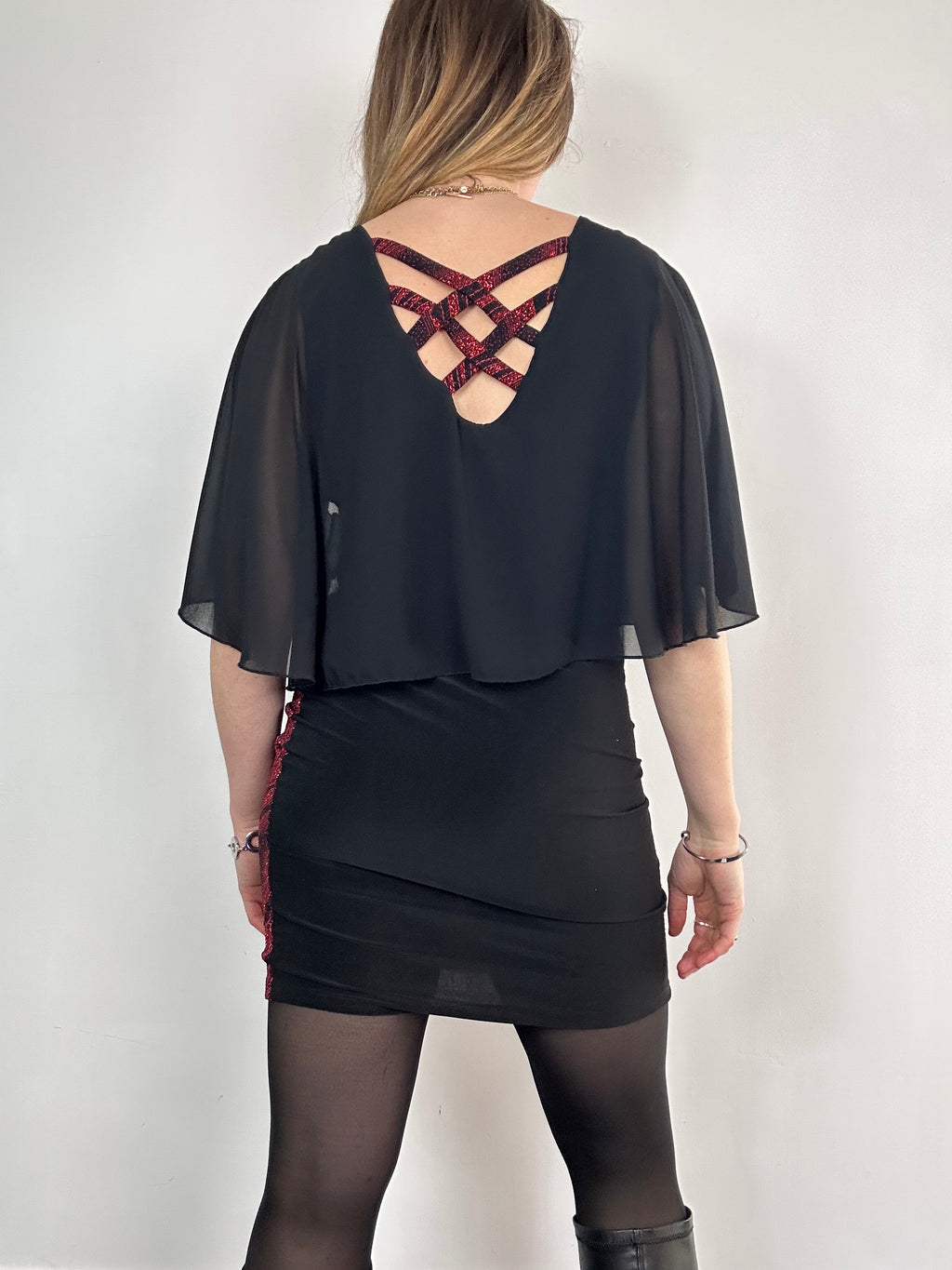 Batwing Lurex Glitter Mini Dress Size 10