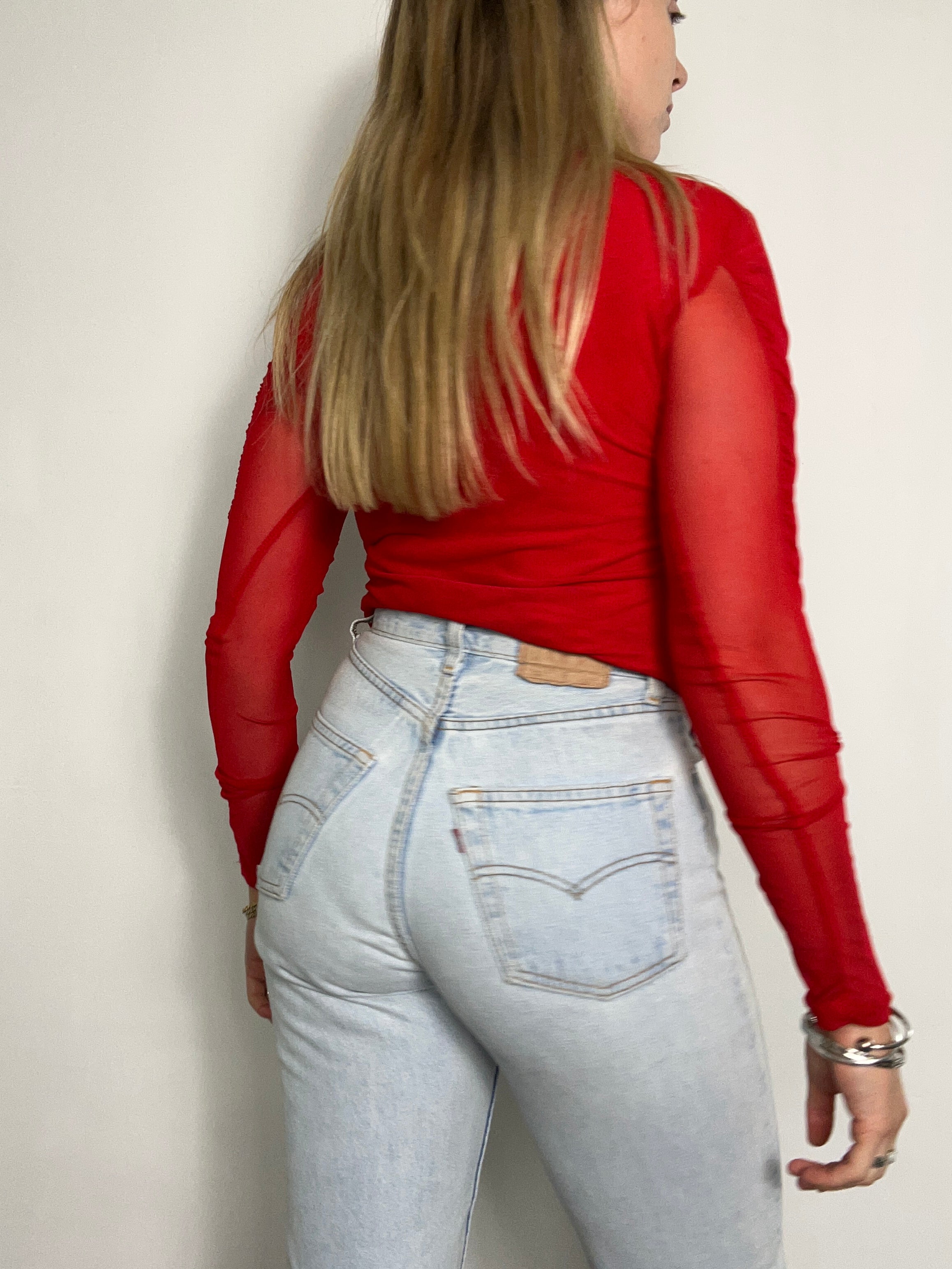 Lace Red Mesh Top Soze 10