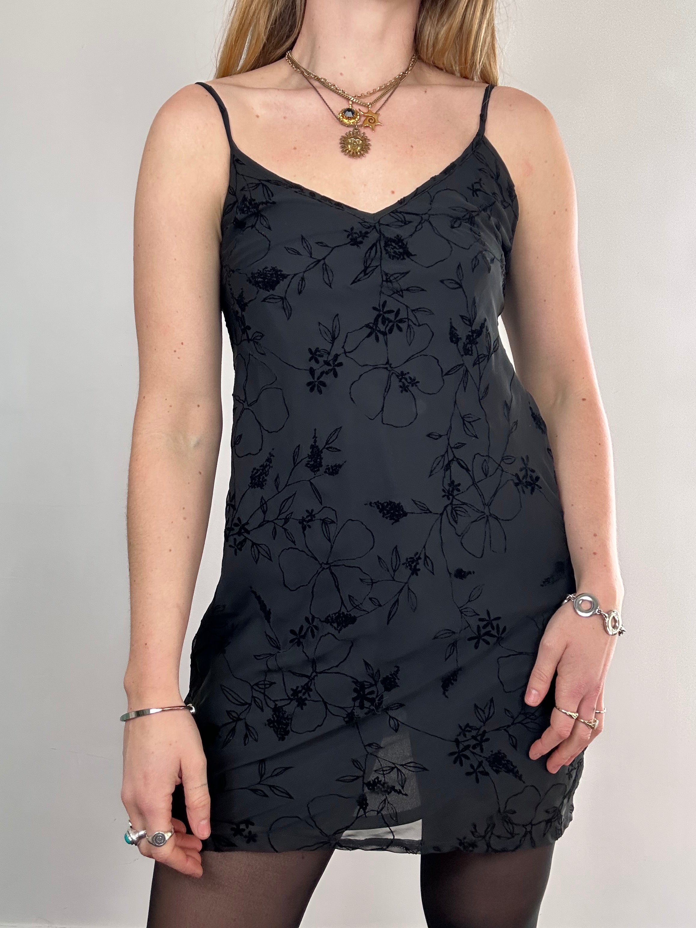 Black 90's Mini Slip Dress Size 8