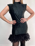80's Velvet Feather Mini Dress Size 8