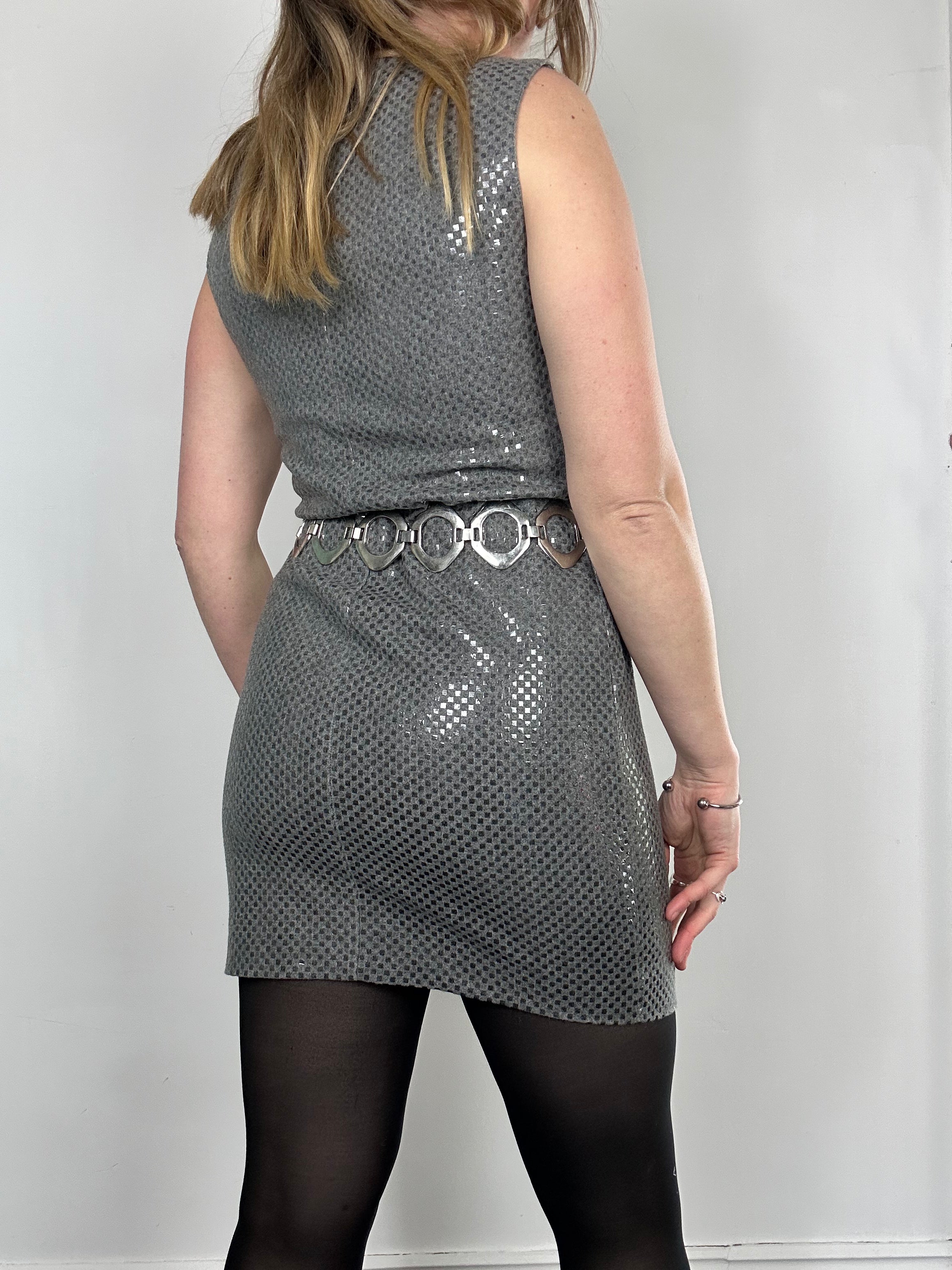 grey Sequin 80's Mini Dress Size 8