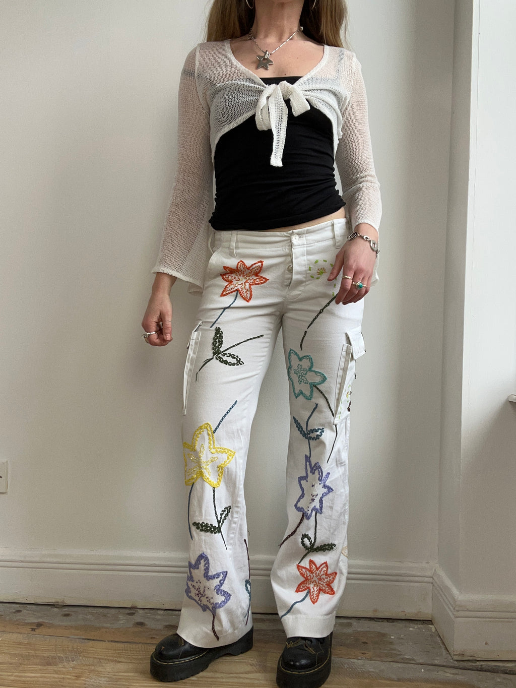 Embroidered Cargo Pants Size 10