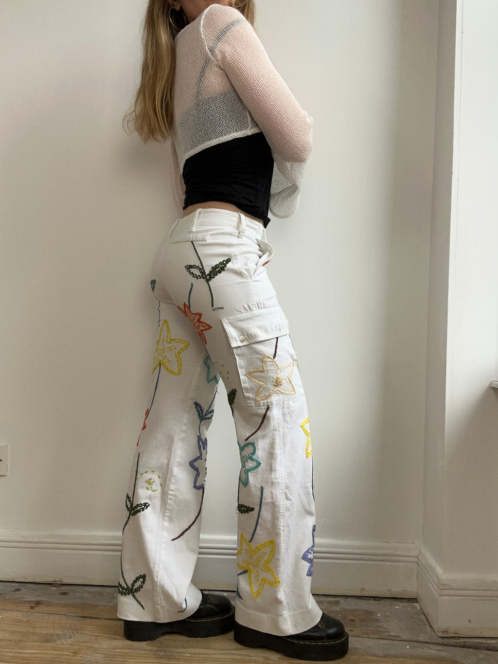 Embroidered Cargo Pants Size 10