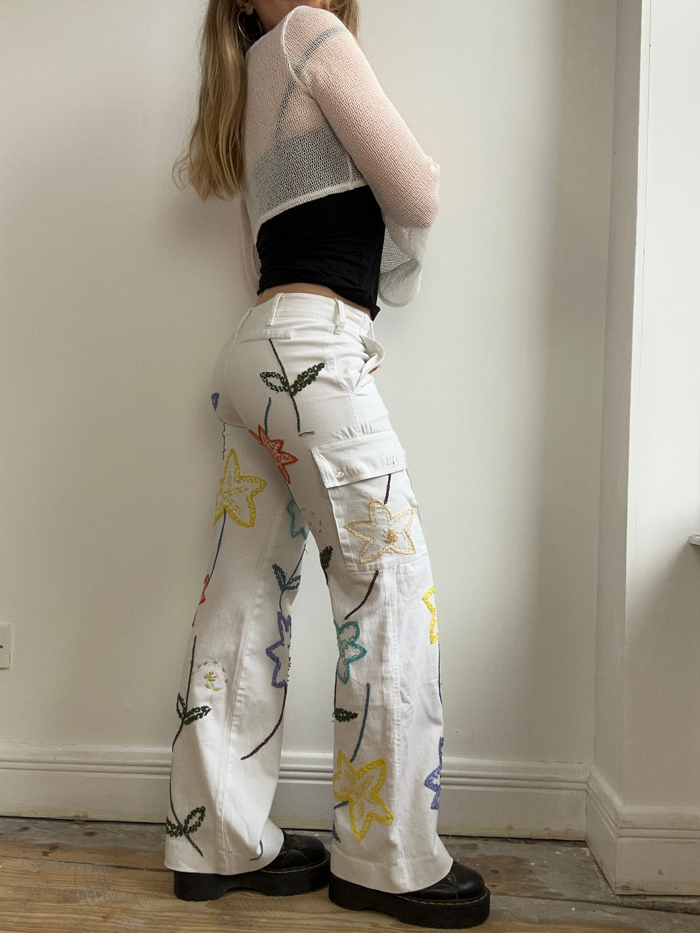 Embroidered Cargo Pants Size 10