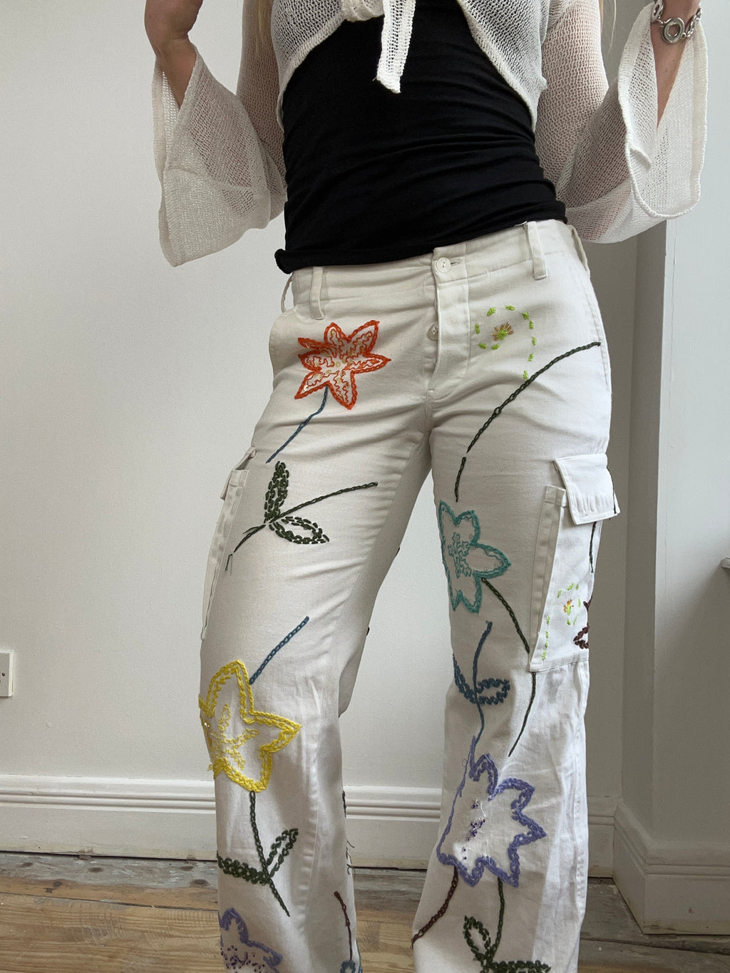 Embroidered Cargo Pants Size 10