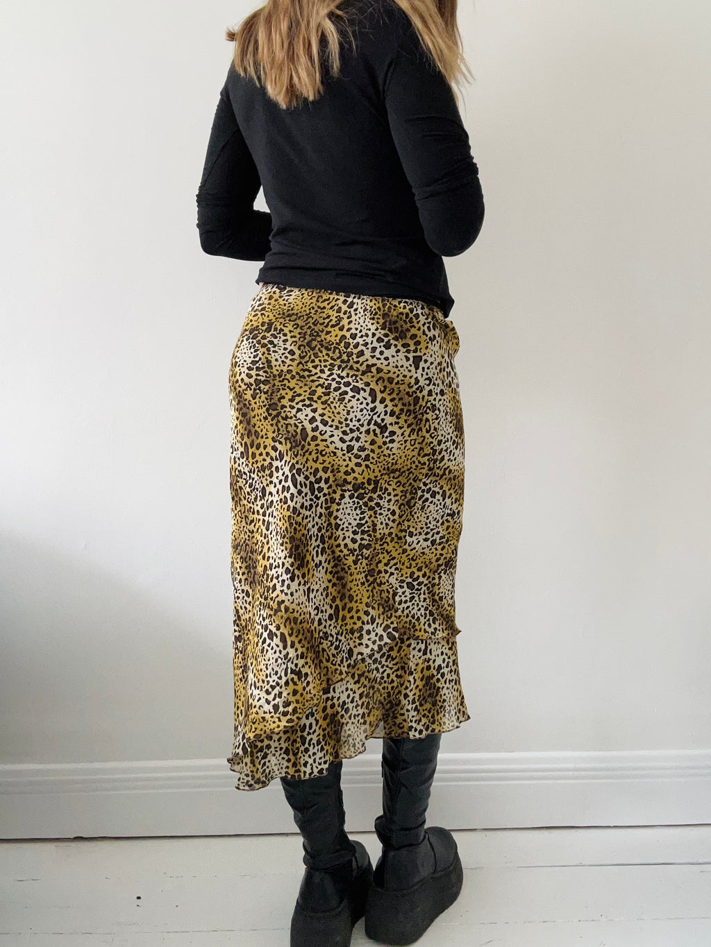 Cheetah Print Chiffon Midi Skirt size 8/10/12