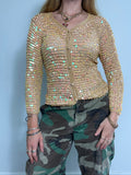 Sequin Peach Crochet Cardigan Size 10