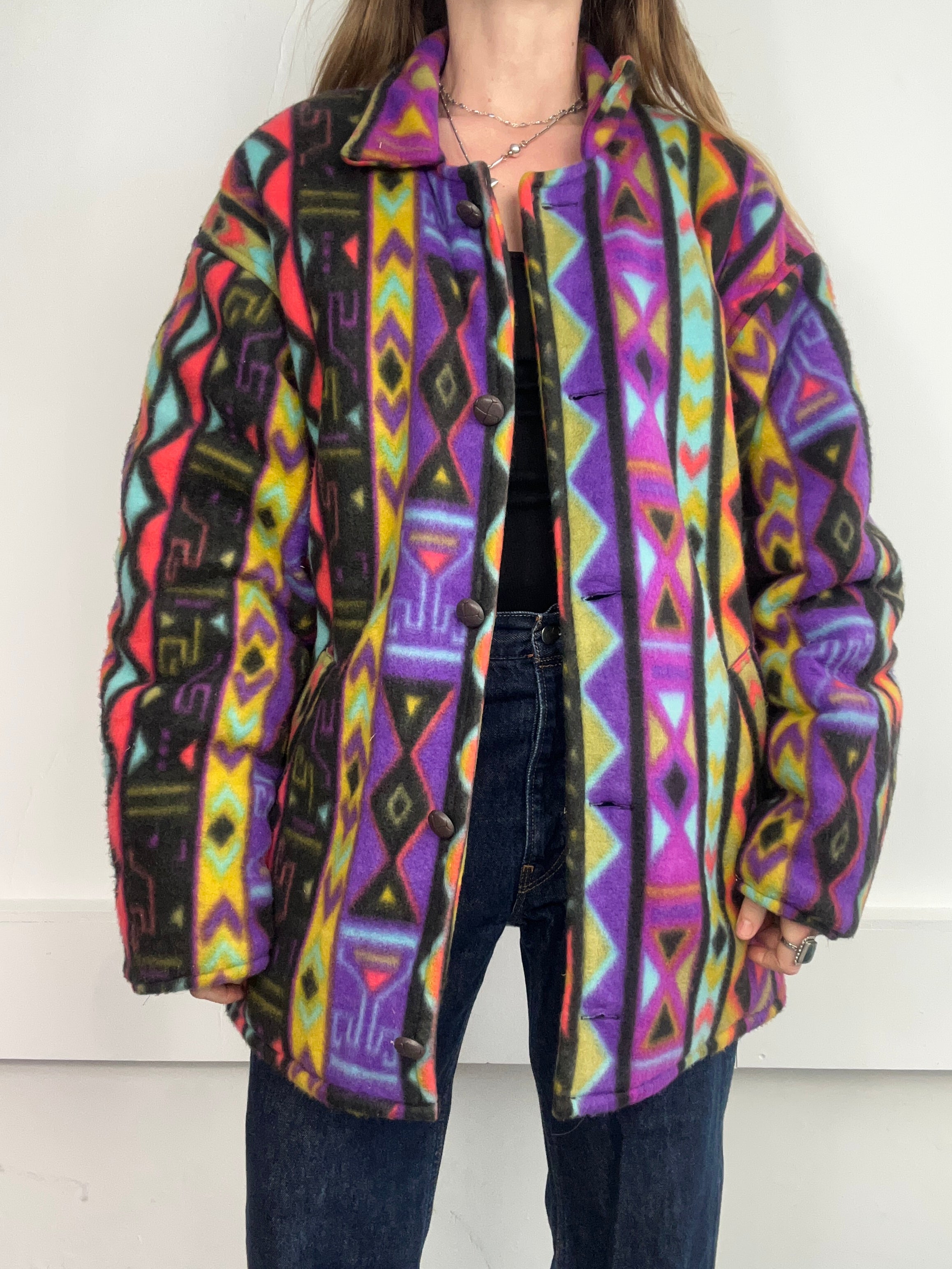 Aztec Fleece Coat Size L
