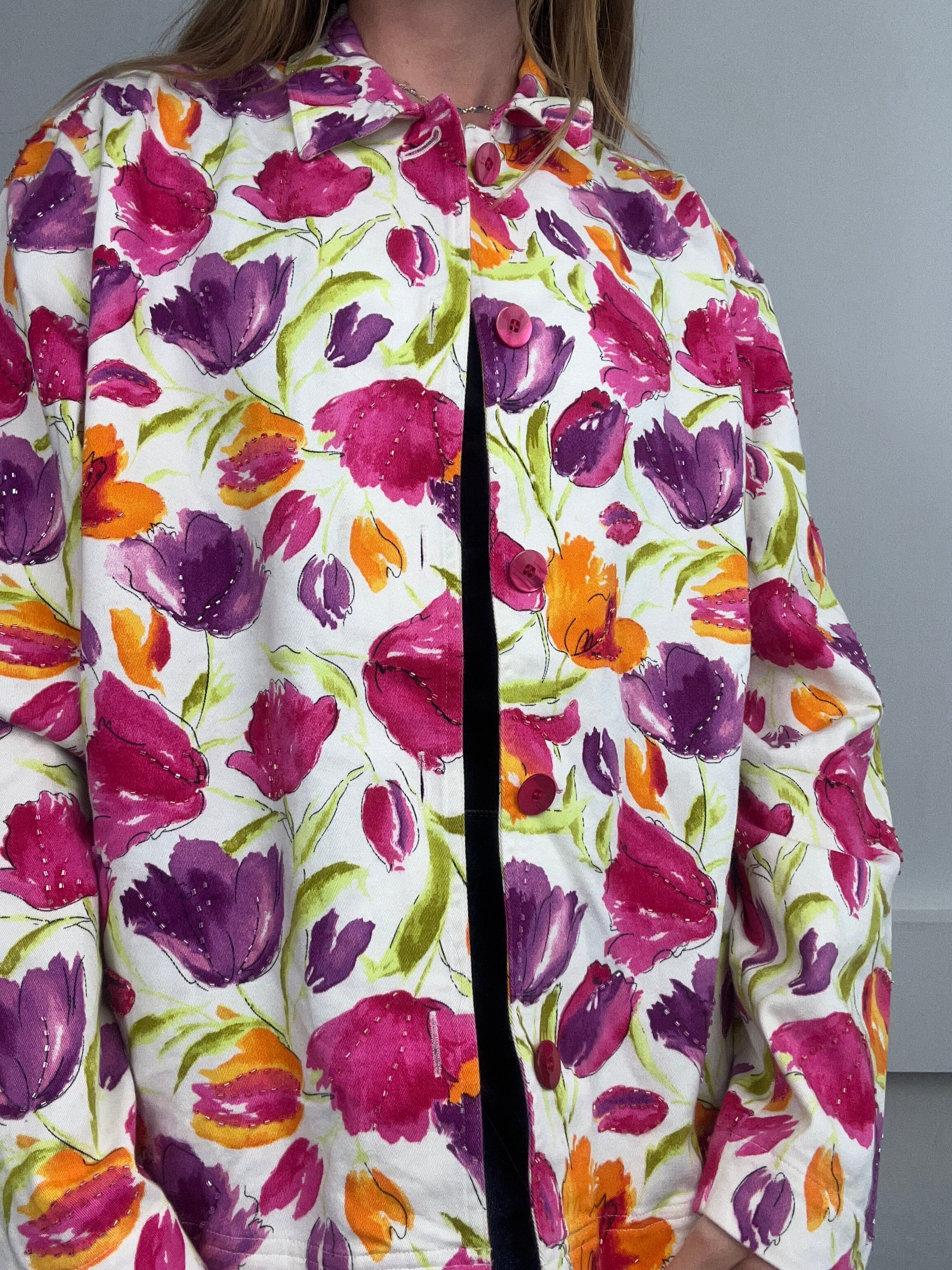 Floral Beaded Jacket Size L