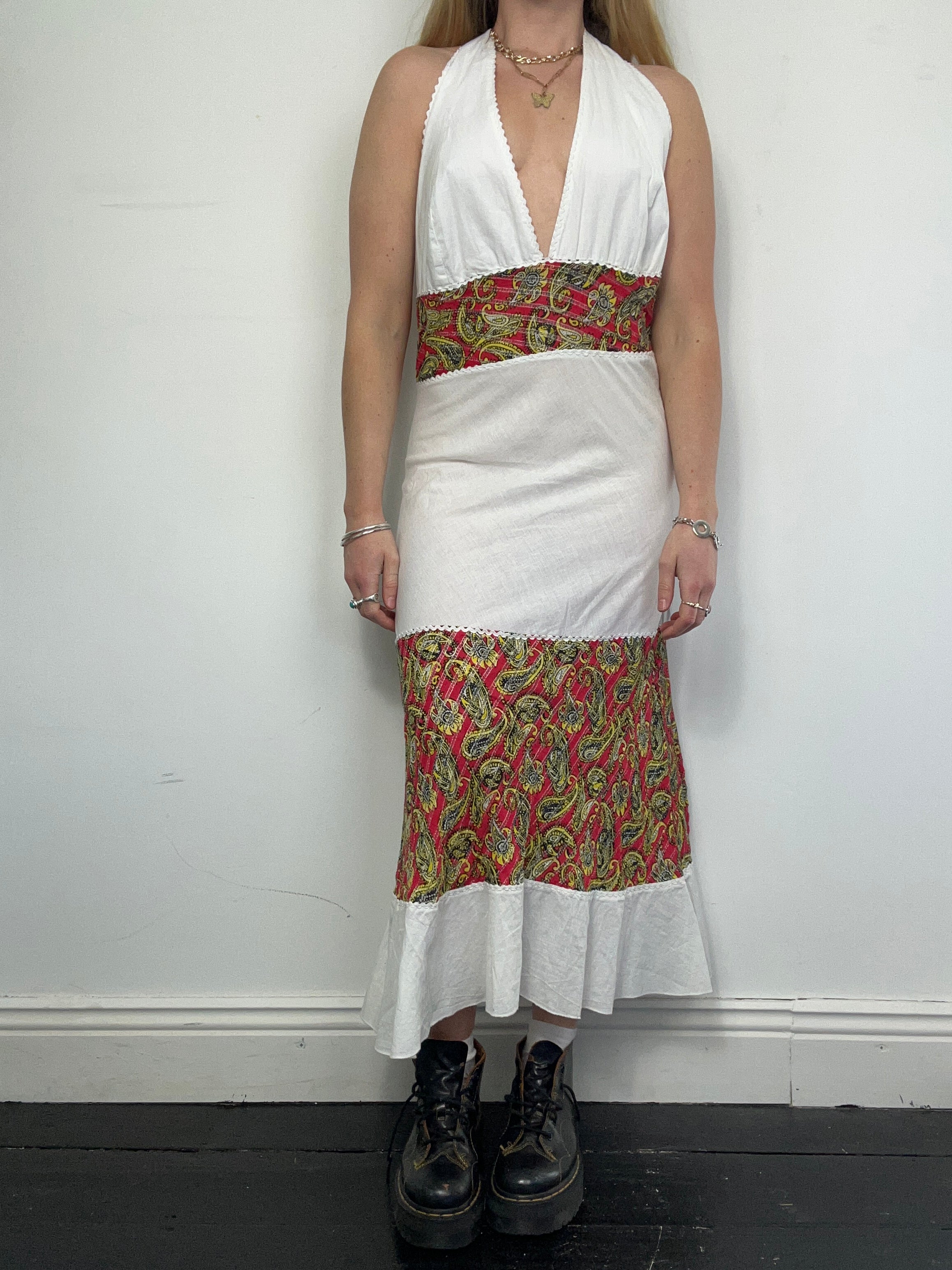 White halter 70's Sun Dress Size 12