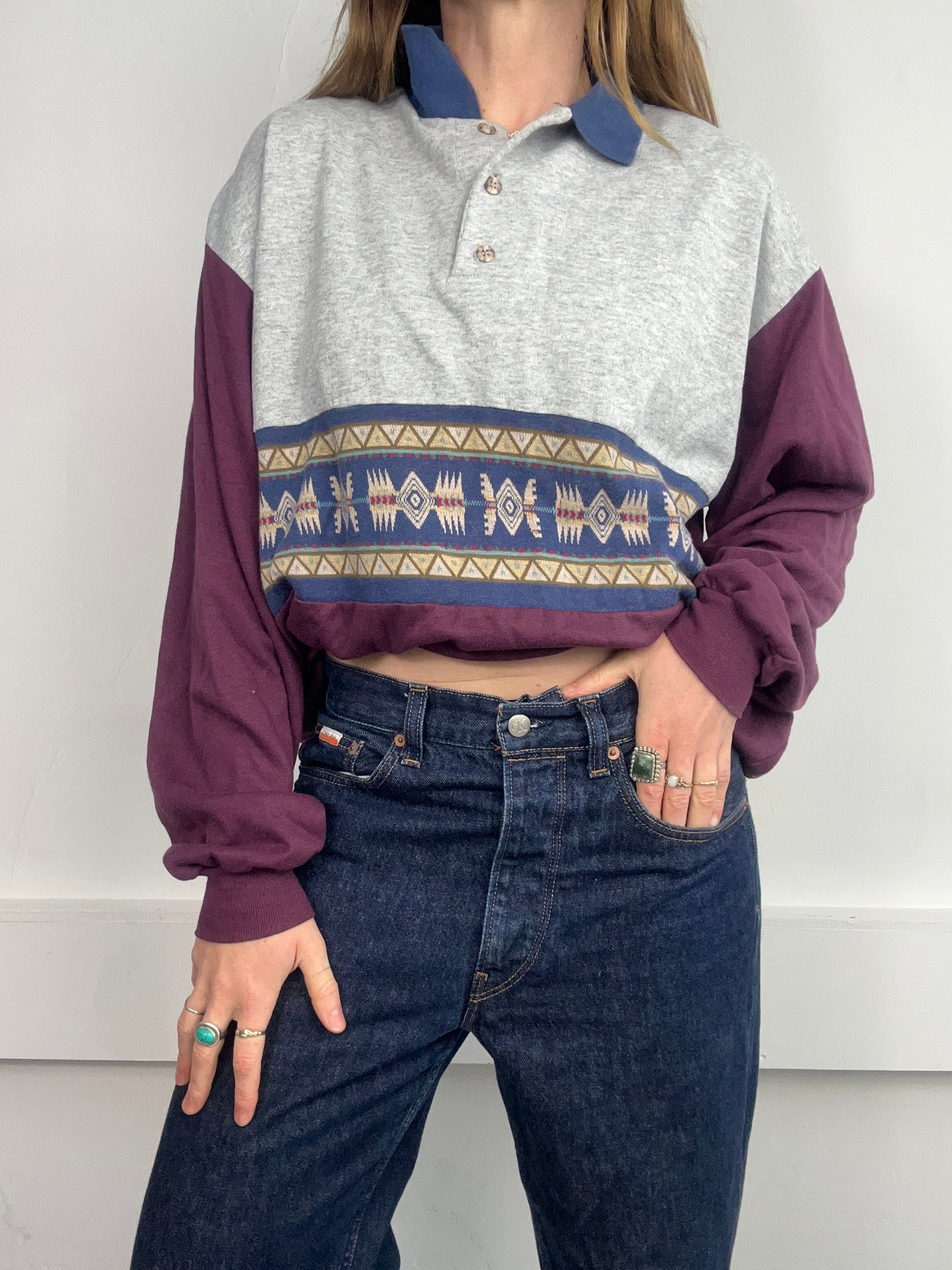 Wine Polo Sweater 90's Size S/M
