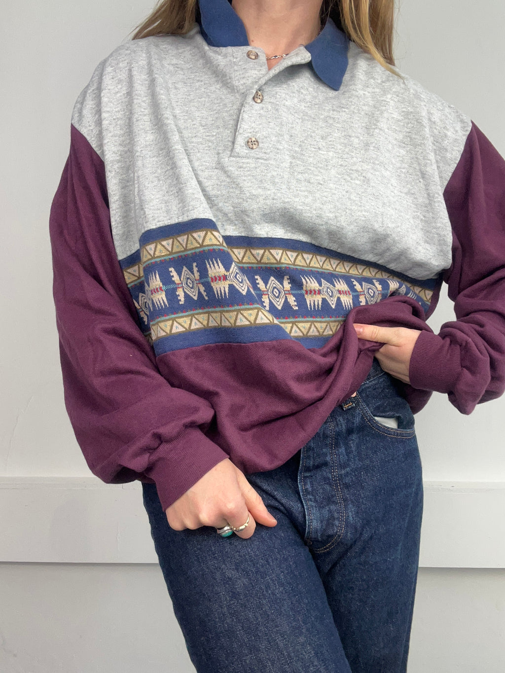 Wine Polo Sweater 90's Size S/M