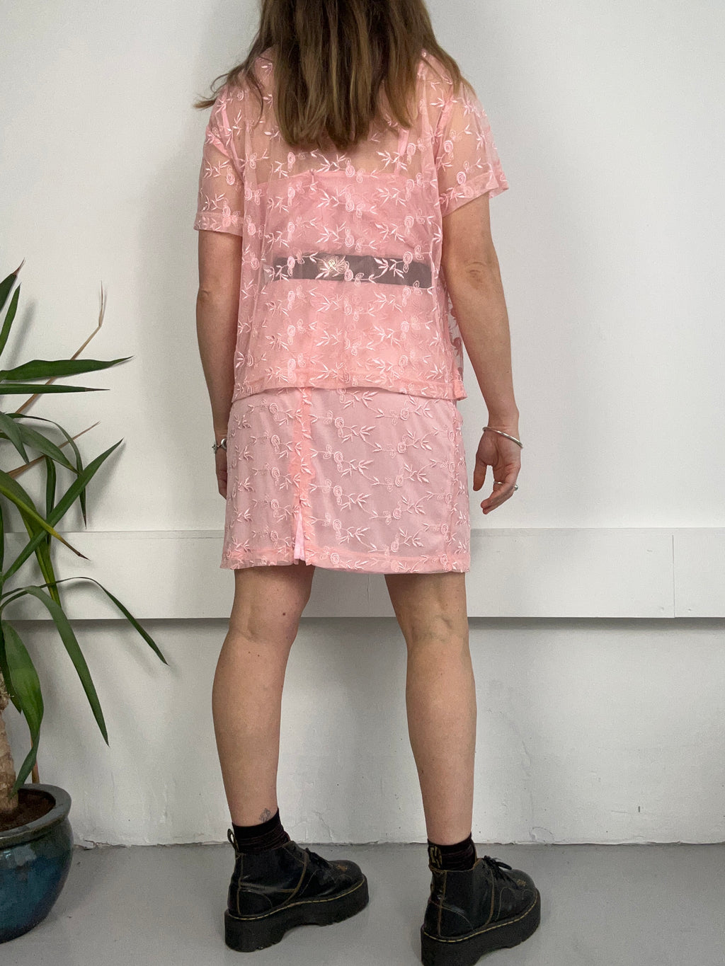 Pink embroured 90's Dress And Shirt Size 10