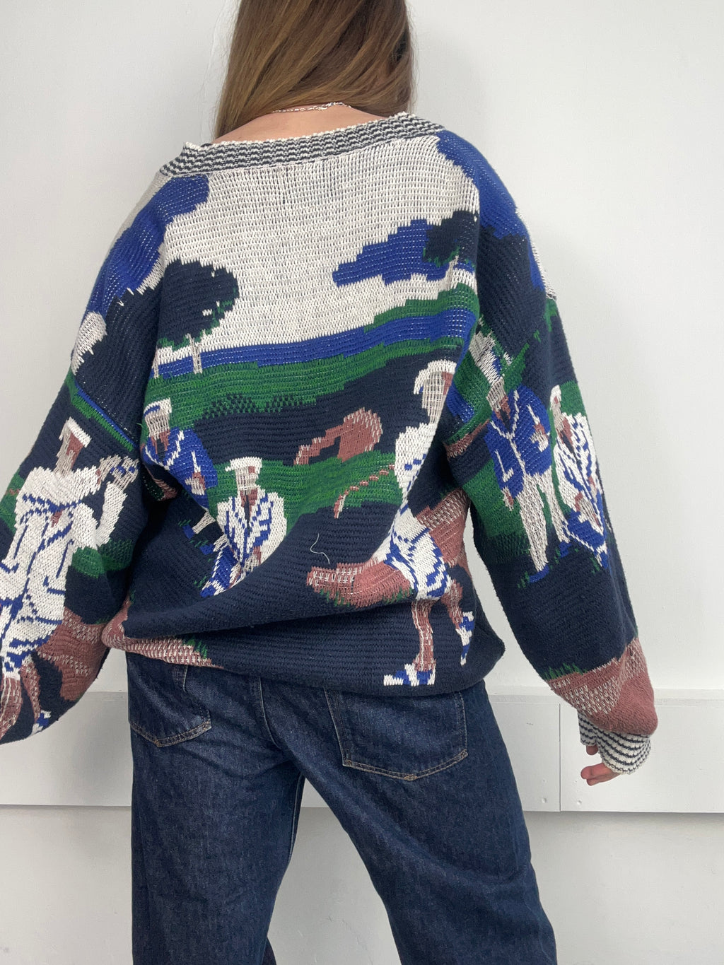 V Neck 90's Golfing Sweater Size L
