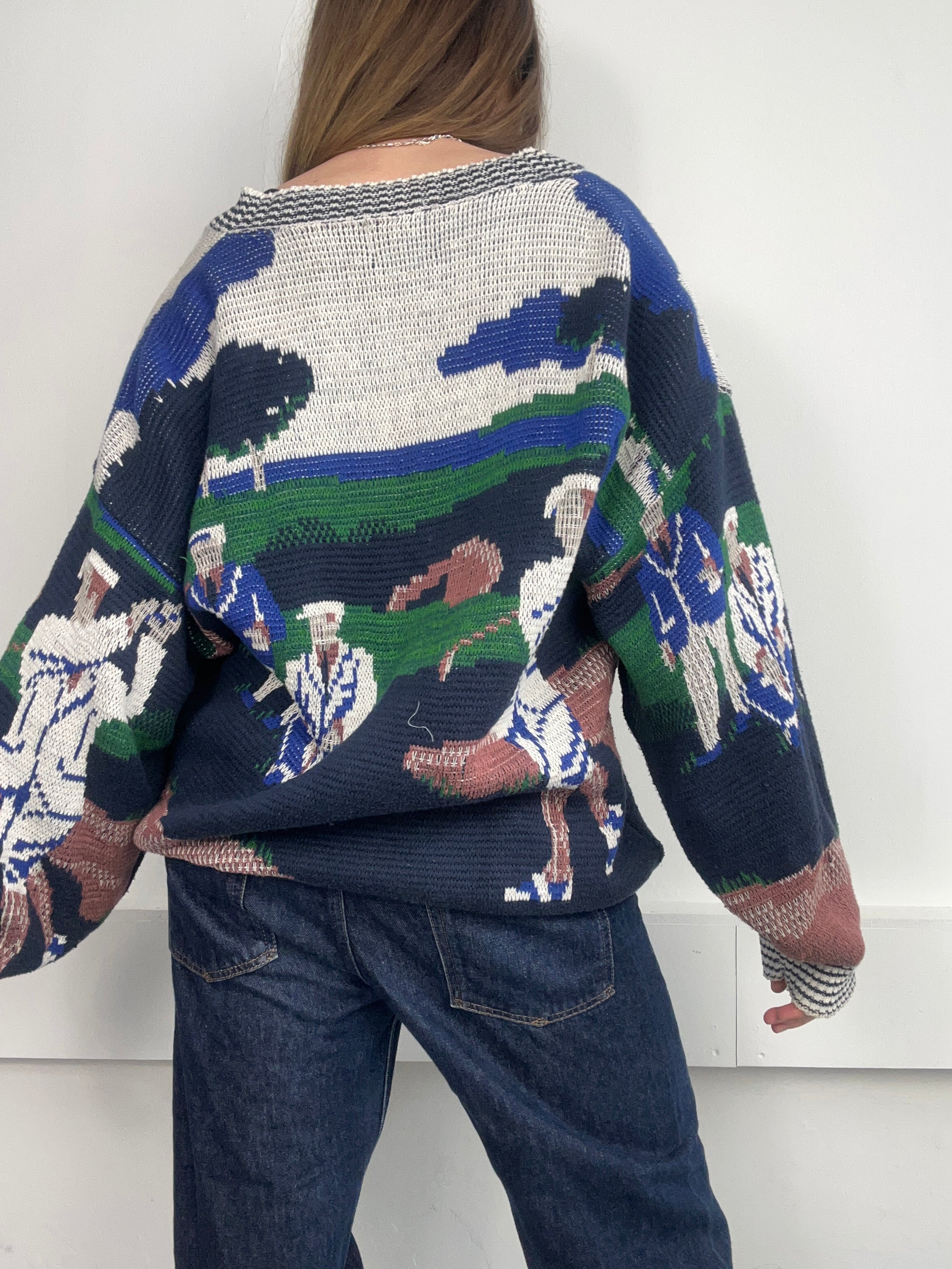 V Neck 90's Golfing Sweater Size L