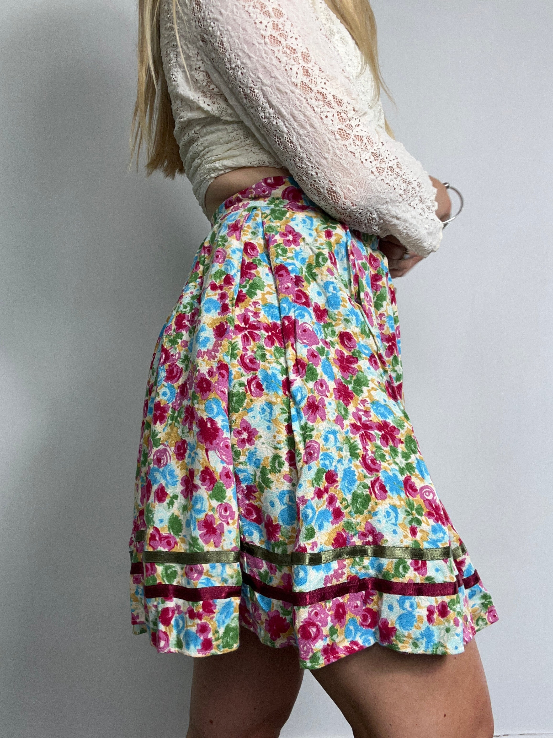 Floral 80's Skirt Size 8