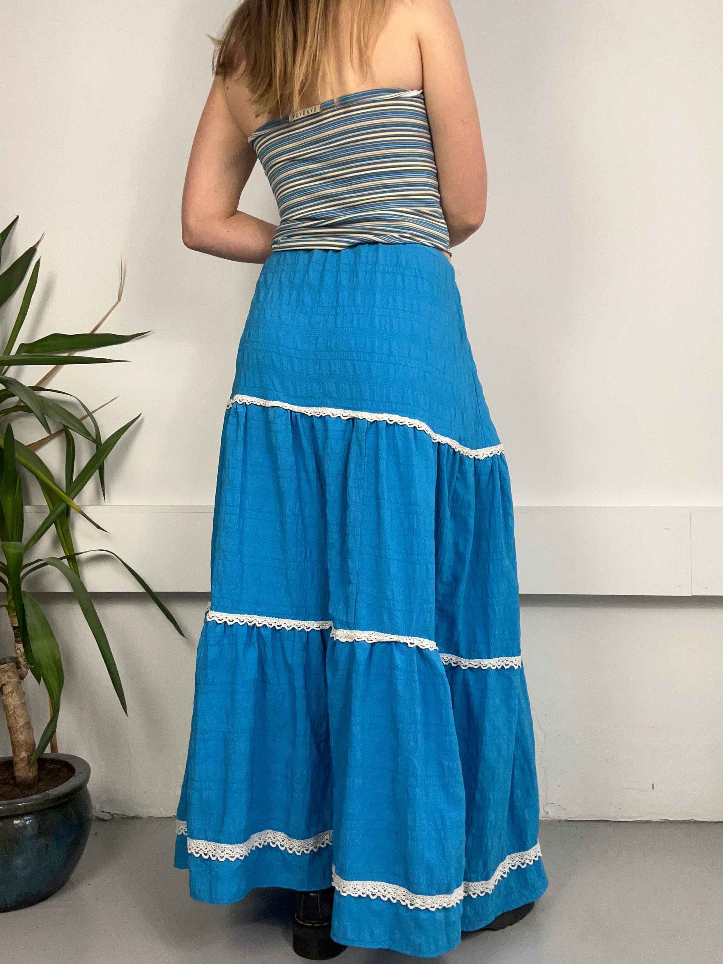 Blue 70's Maxi Skirt Size 8/10/12