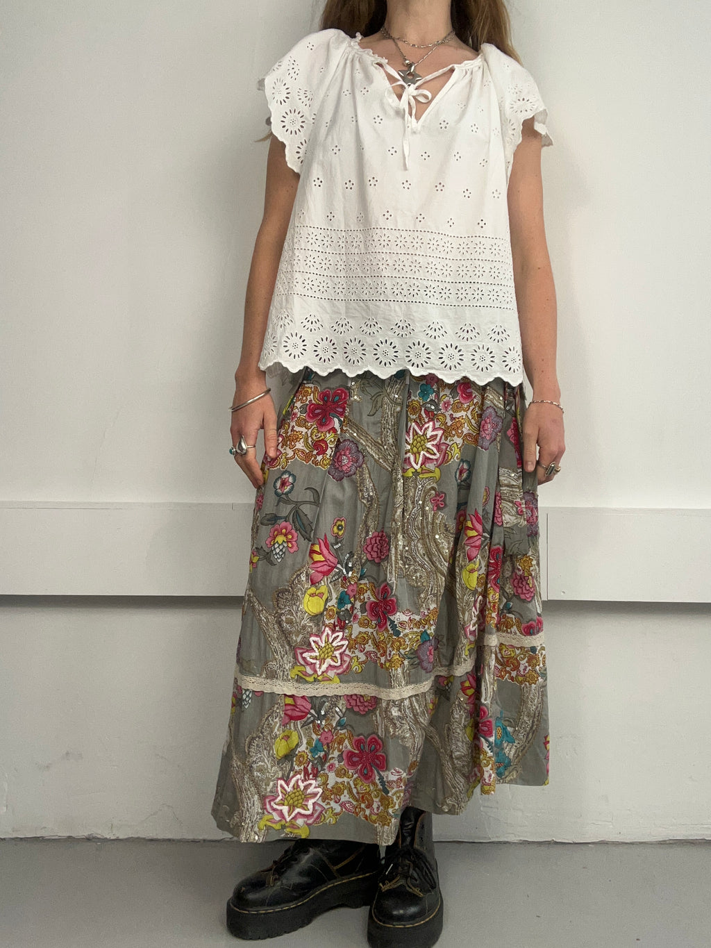 Floral Sequin Maxi Skirt Size 12